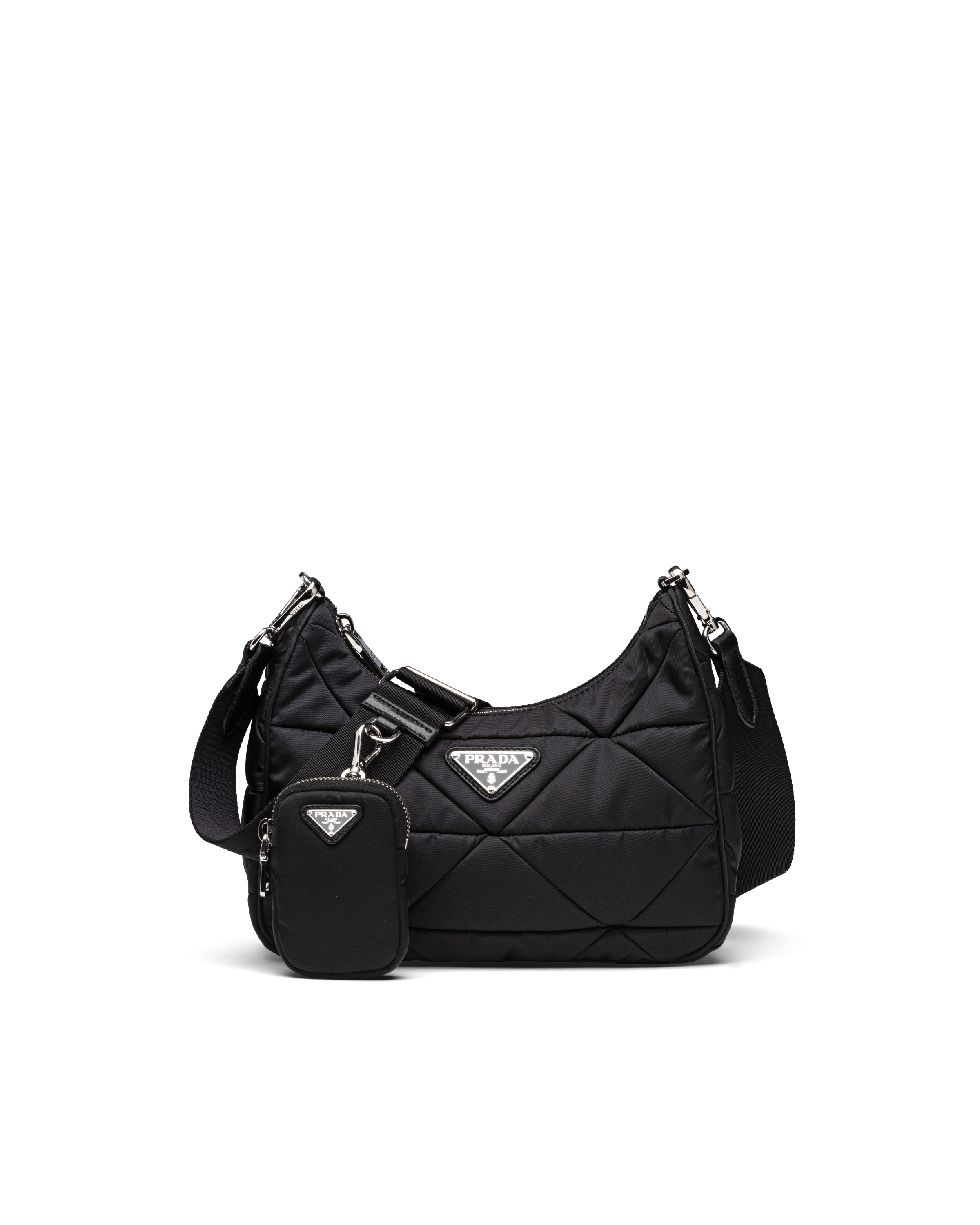 Black Padded nylon shoulder bag Prada
