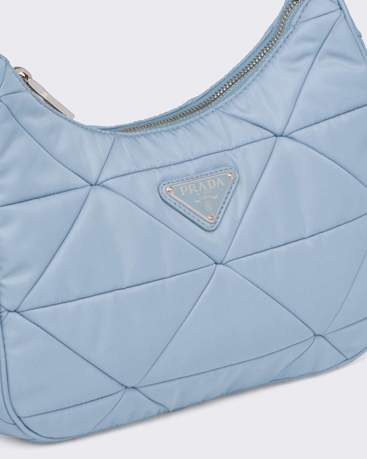 Light Blue Renylon Padded Hobo Bag PRADA