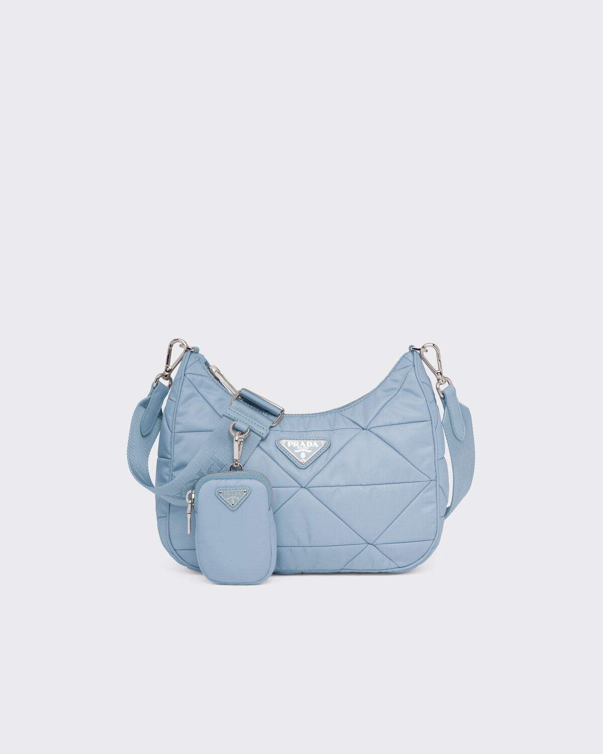 Light Blue Renylon Padded Hobo Bag PRADA