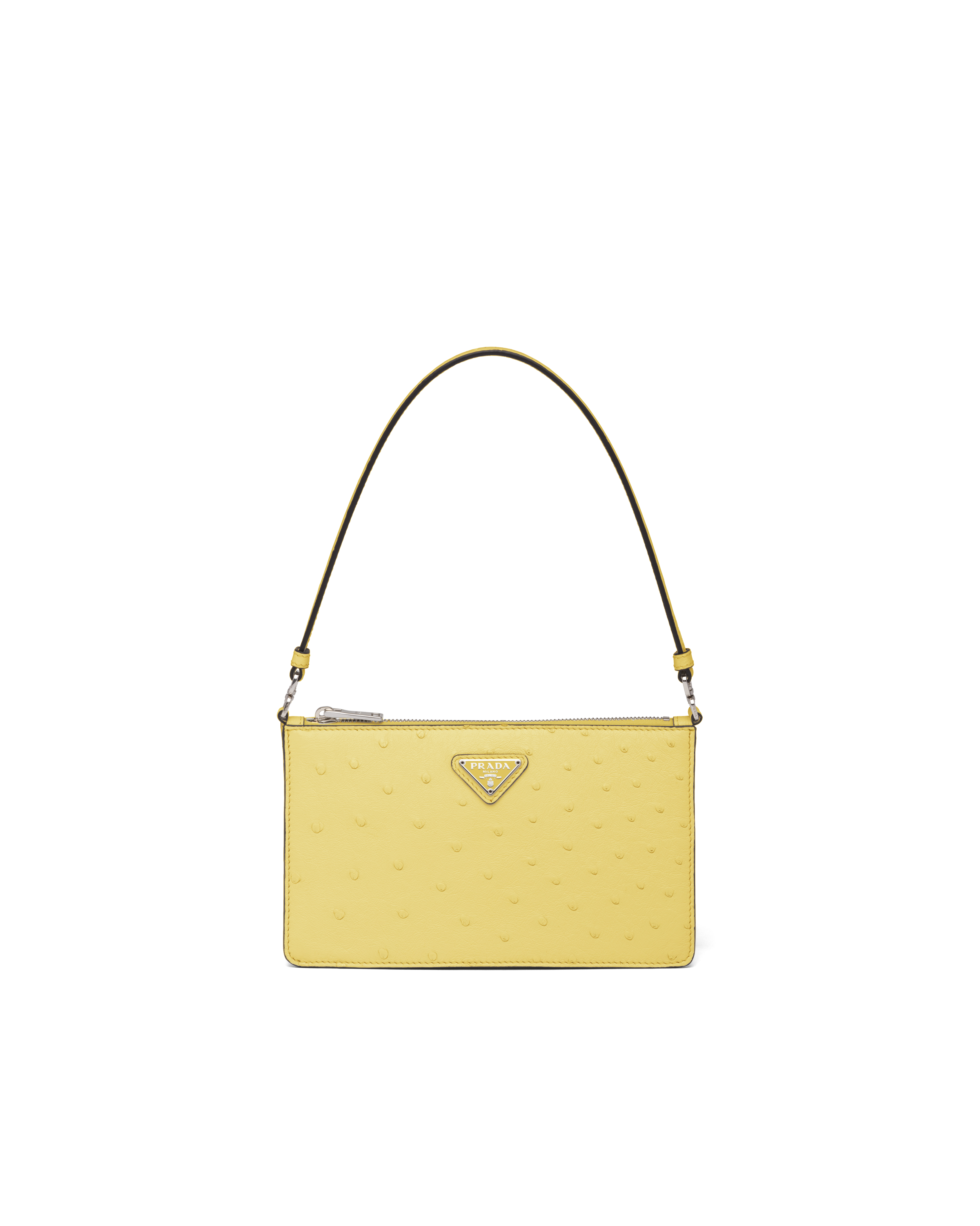 Pineapple Yellow Ostrich leather mini bag | Prada