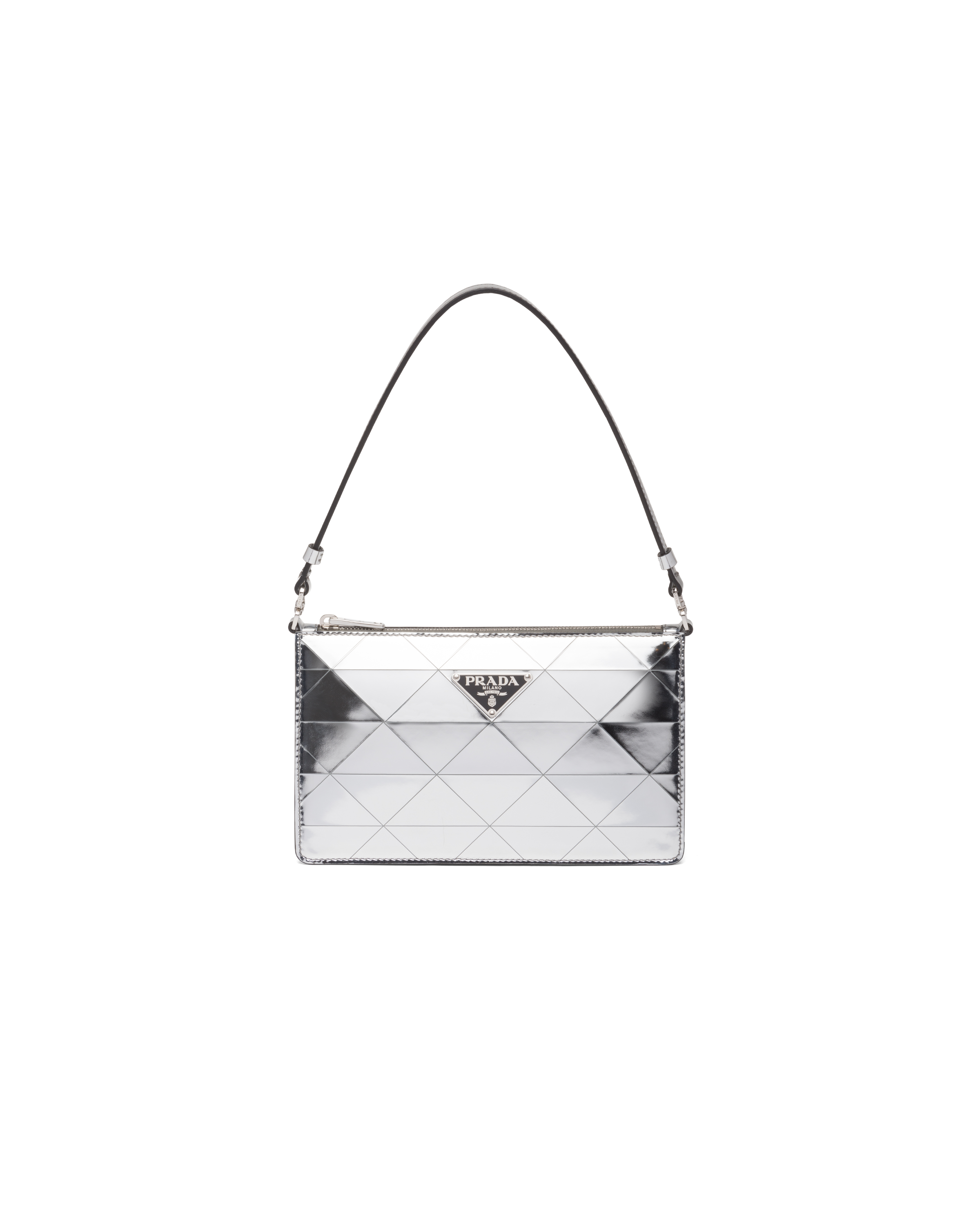 Silver Metallic leather minibag Prada