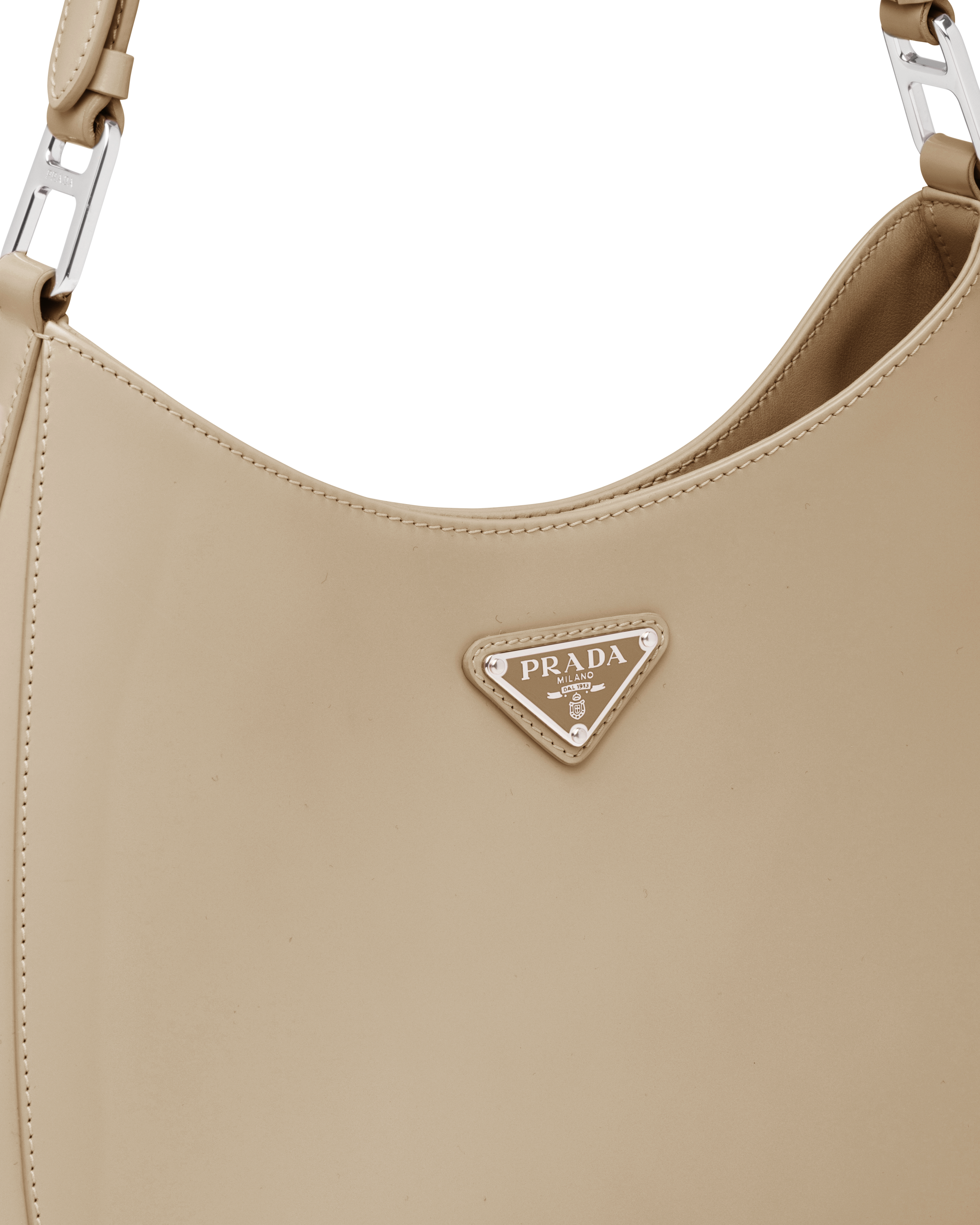 Prada Cleo Shoulder Bag Desert Beige in Brushed Leather with Silver-tone -  US