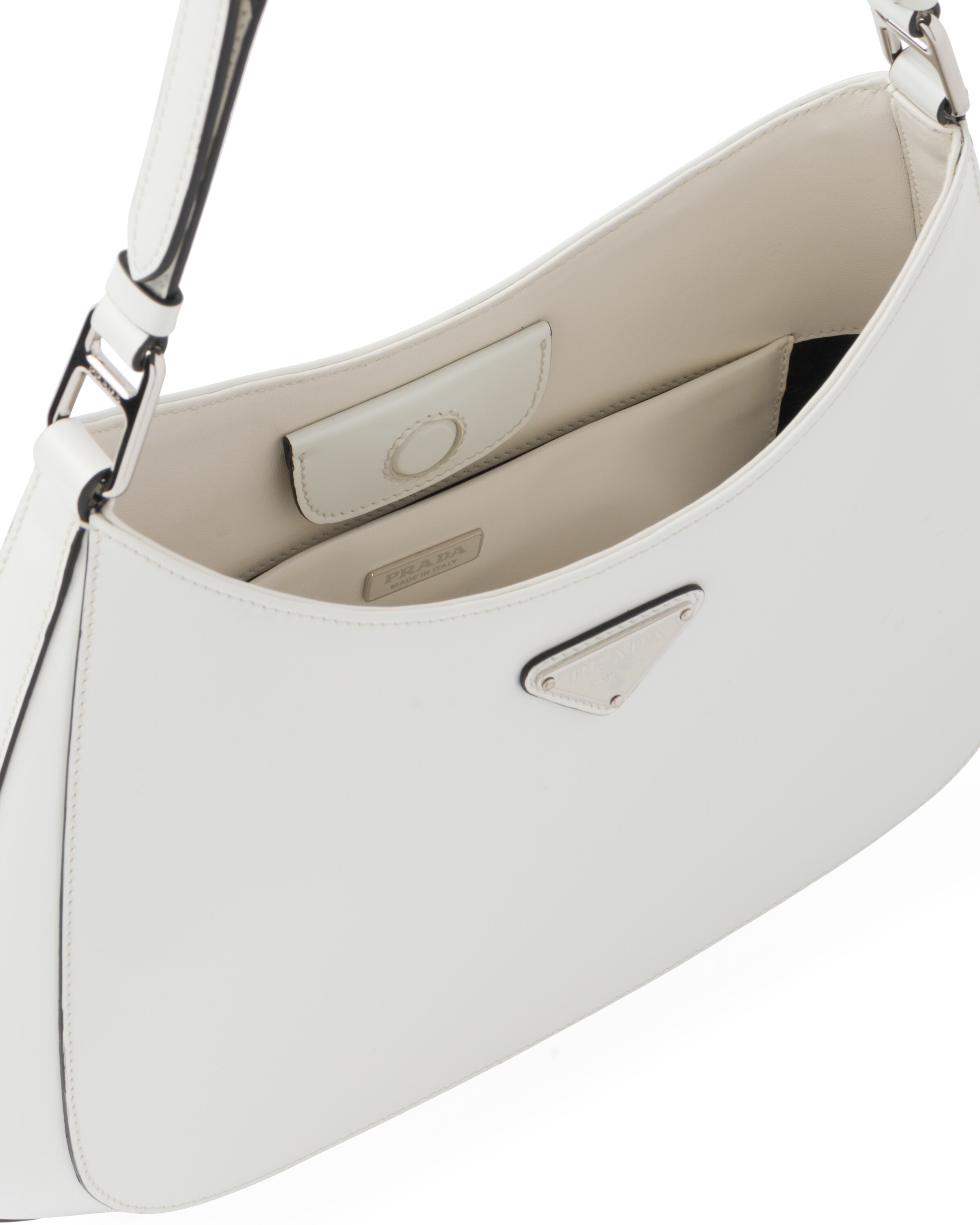 White N Prada Cleo brushed leather shoulder bag Prada