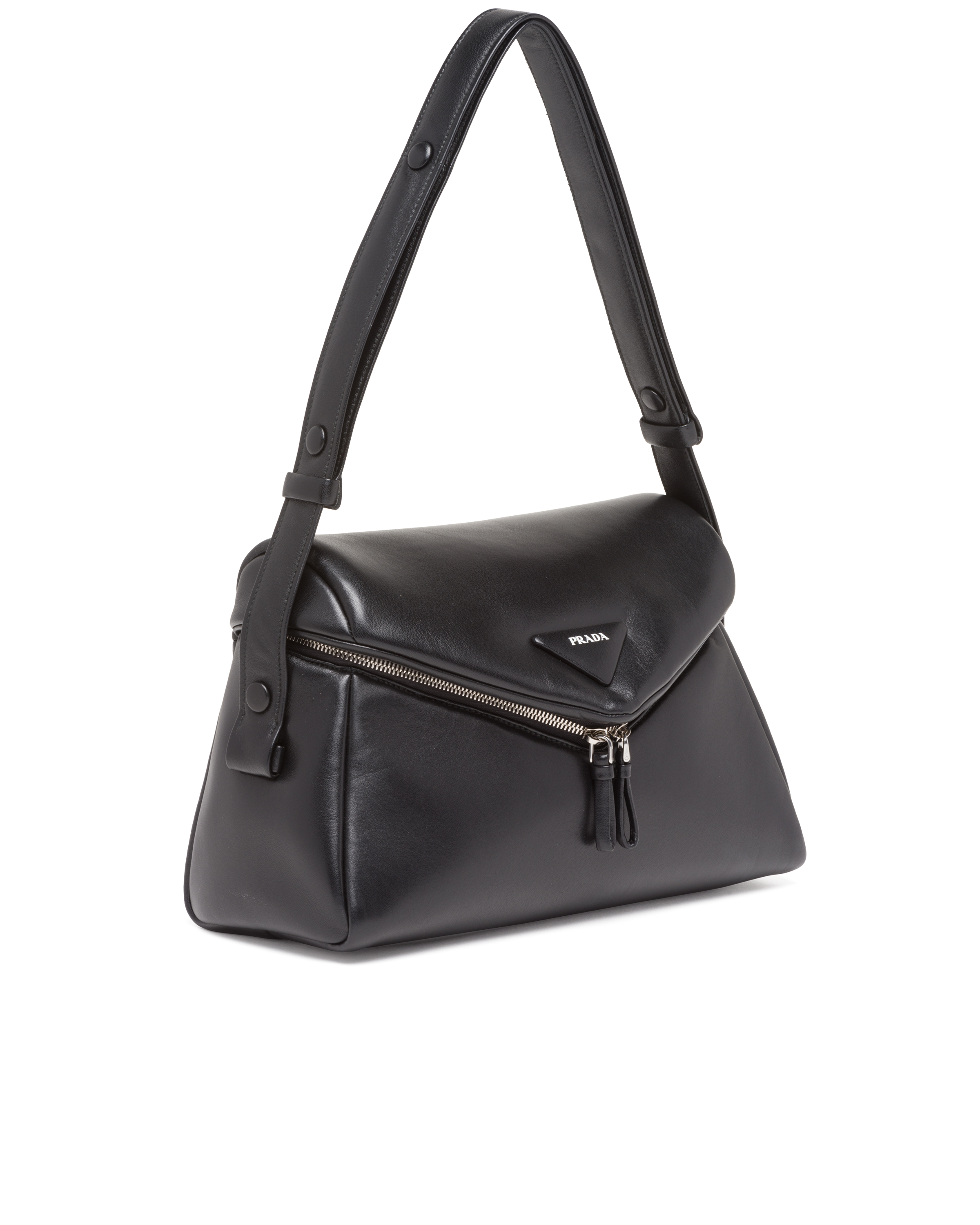 Prada Signaux Nappa Leather Shoulder Bag in Black