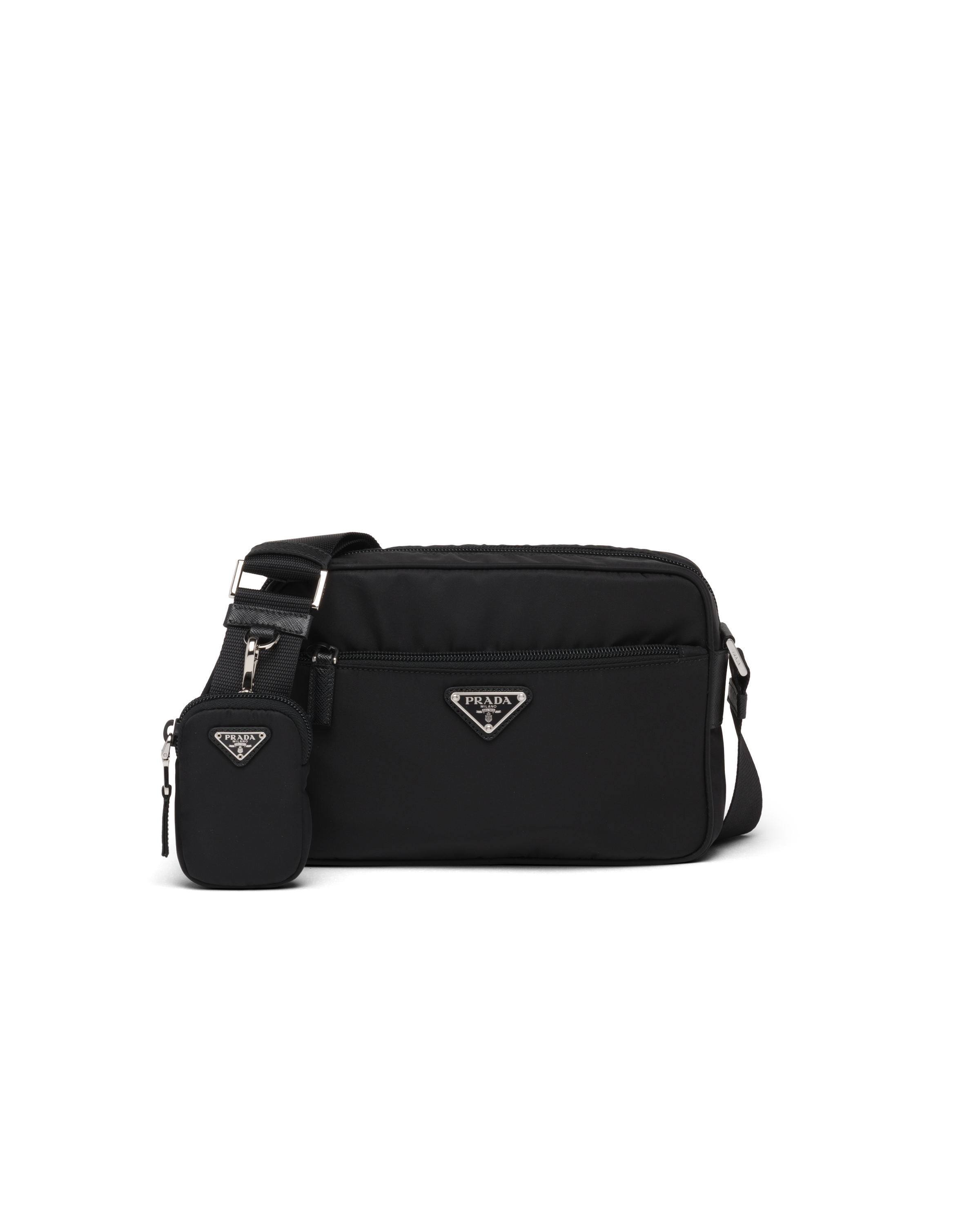 Shop Prada Schultertasche Aus Re-nylon In Black