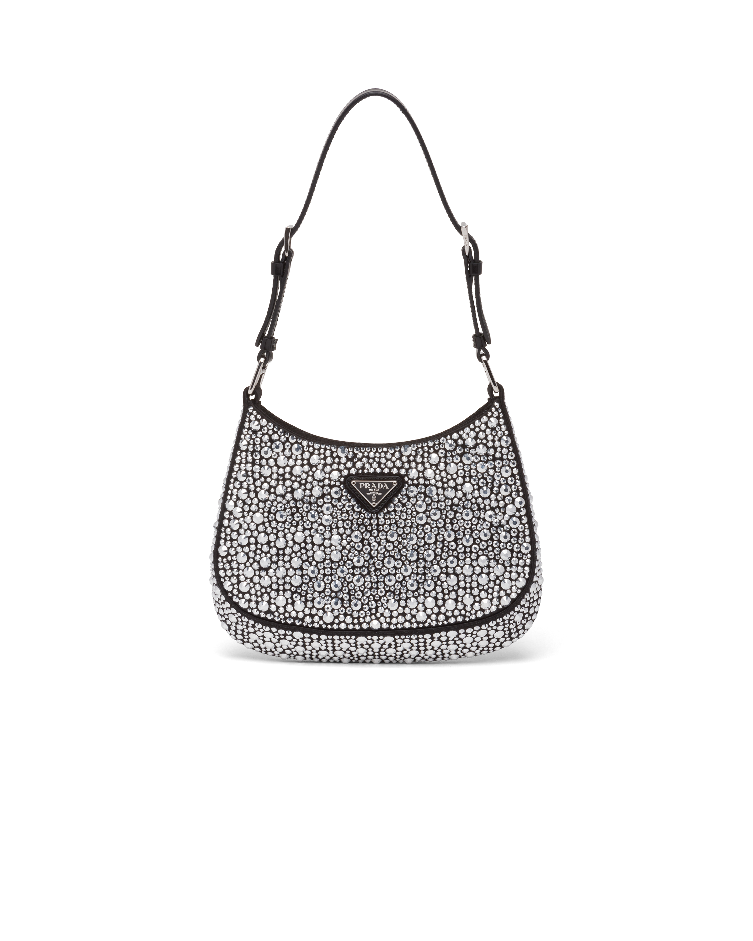 Prada Cleo Satin Bag With Crystals In Metal