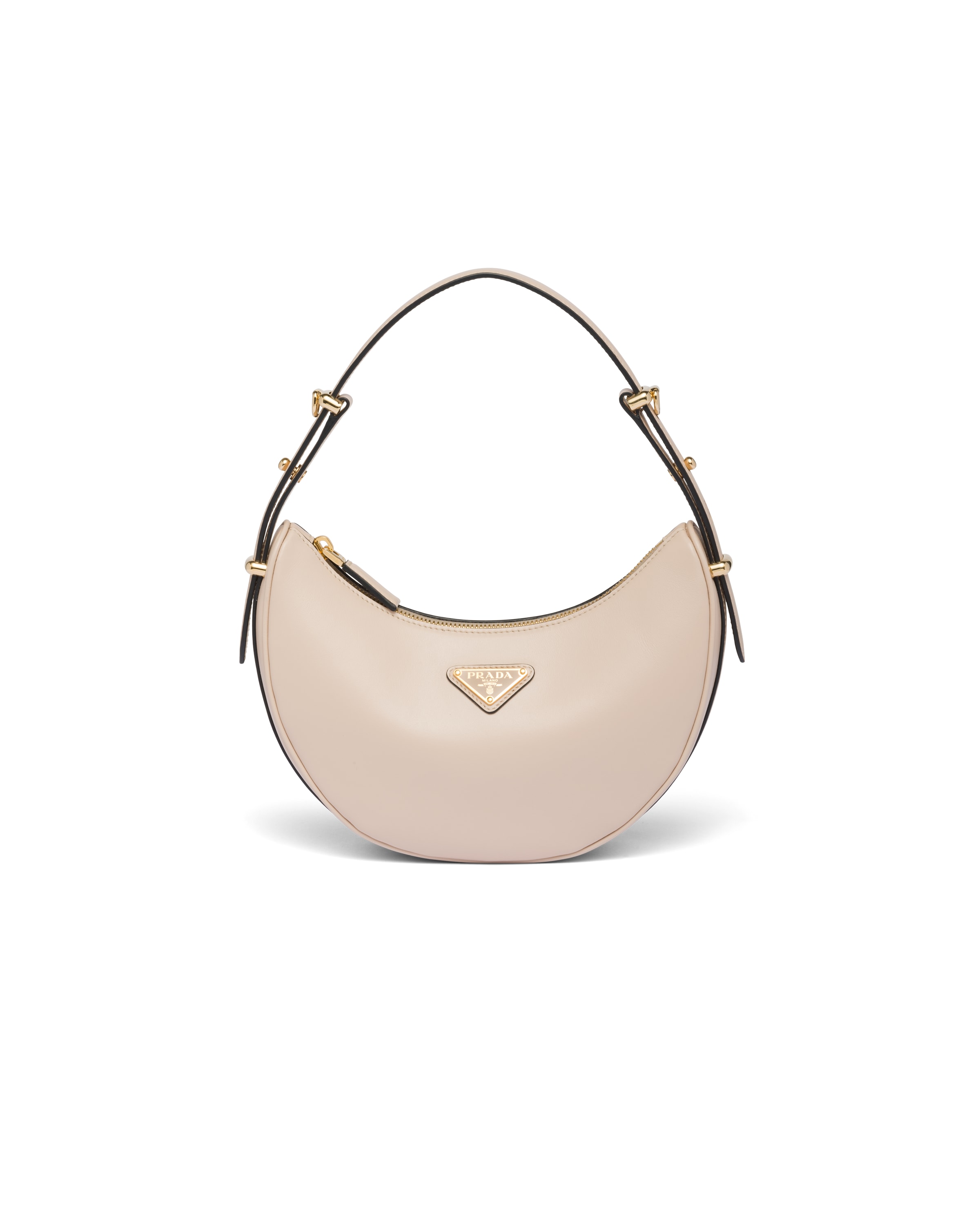 Petit Sac Porté Épaule Prada Arqué En Cuir, Femme, Travertin