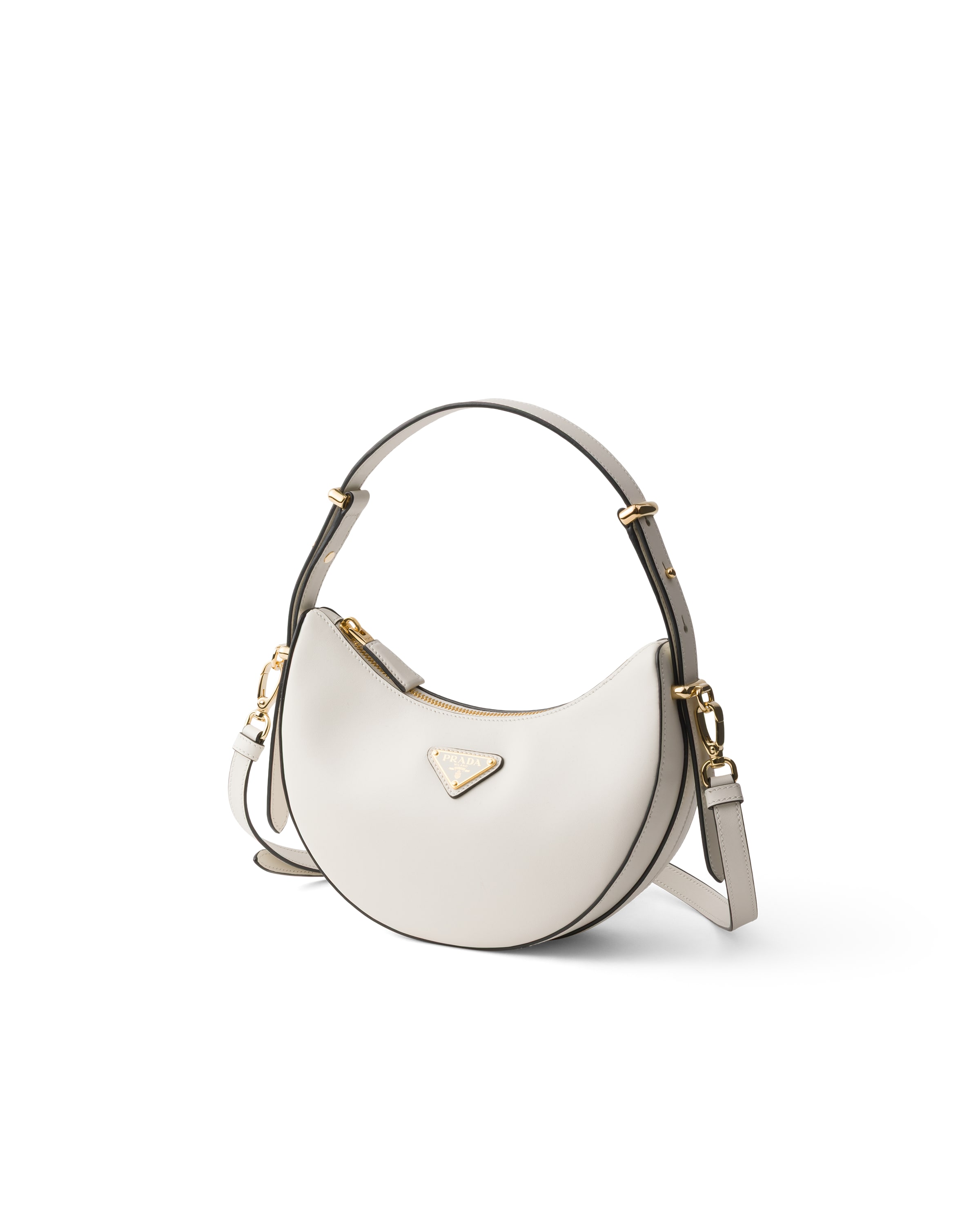 Prada Arque Mini Leather Shoulder Bag In White