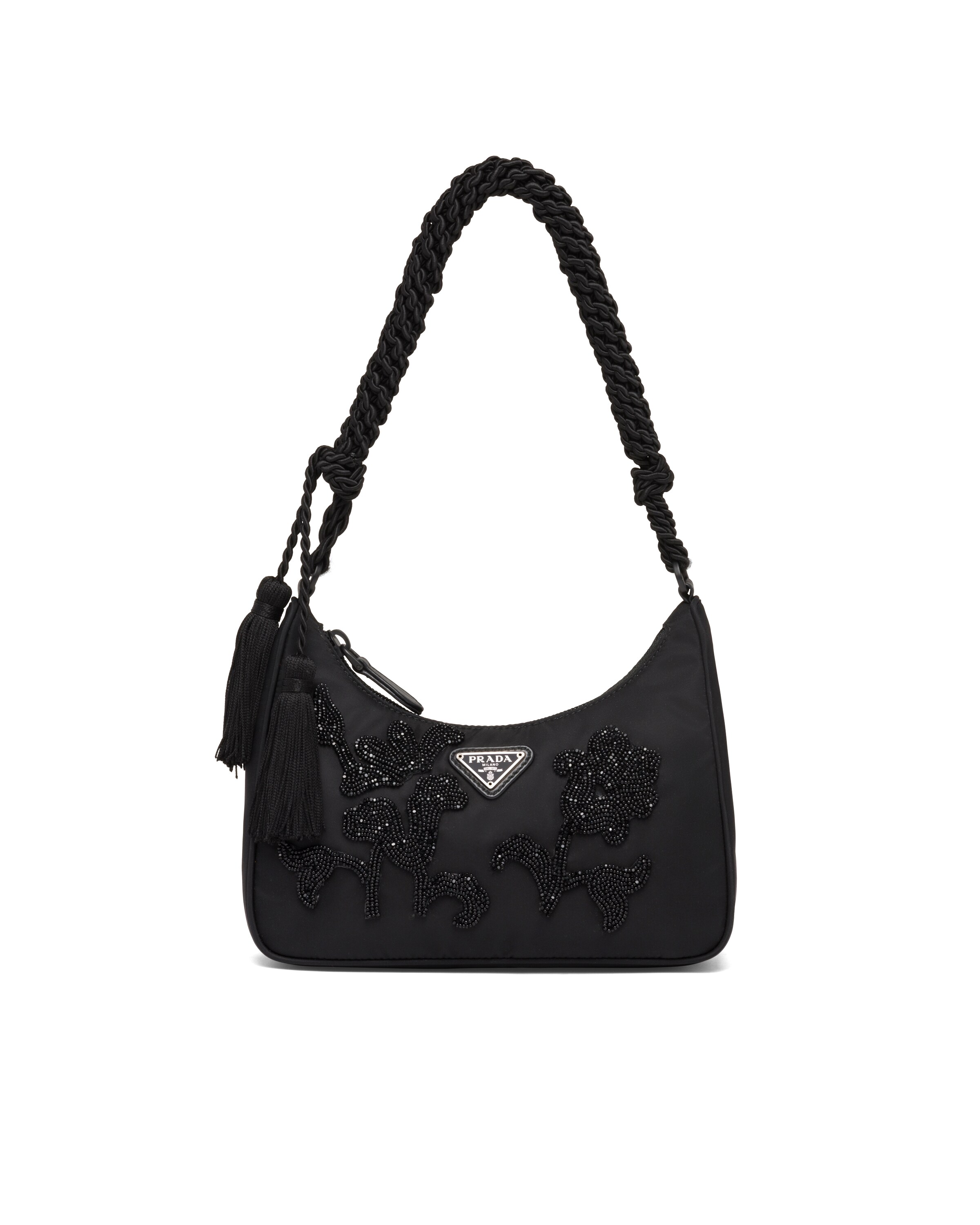 Nylon Bag with Embroidery Prada