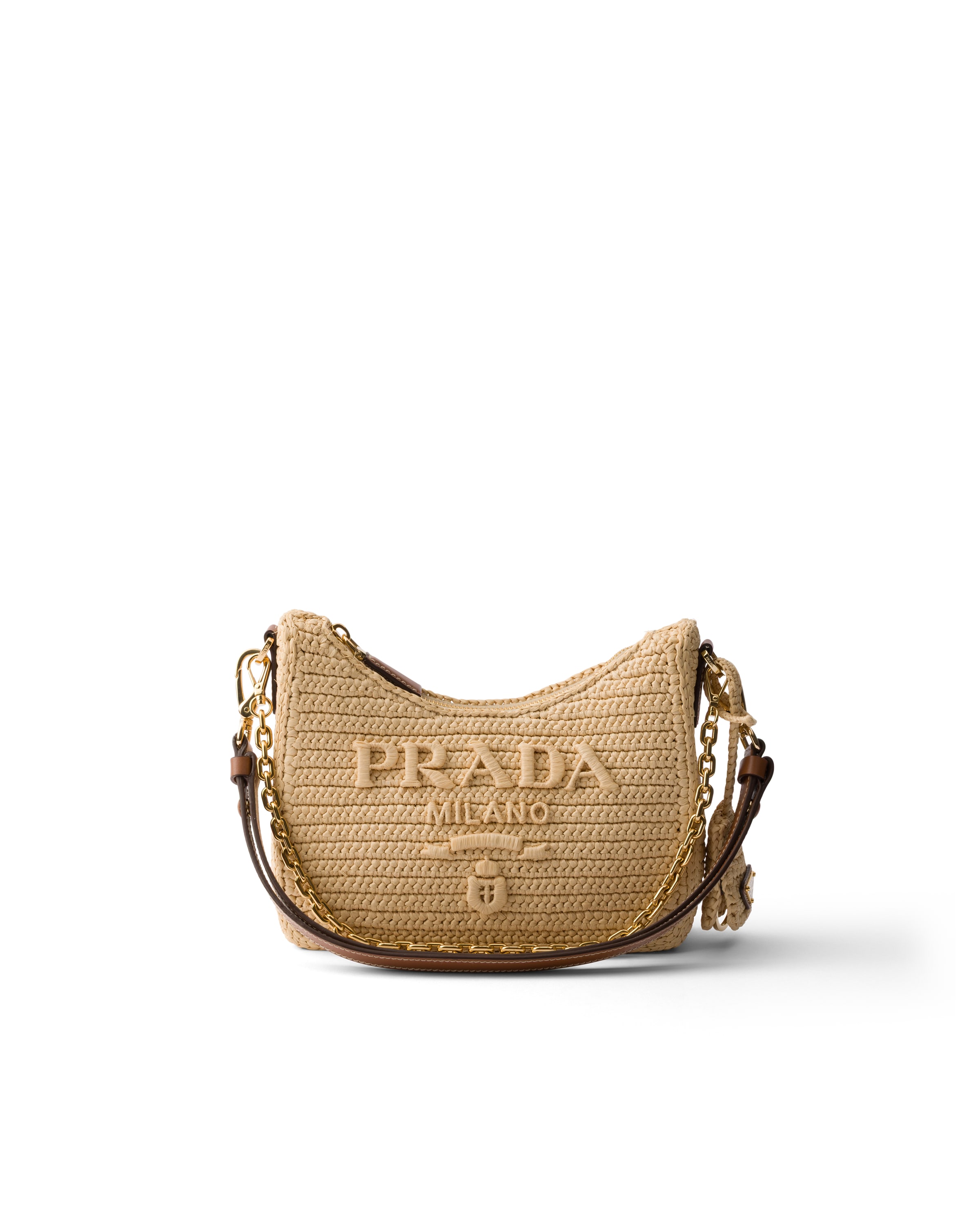 Prada Re-edition Mini Crochet Bag, Woman, Beige/cognac