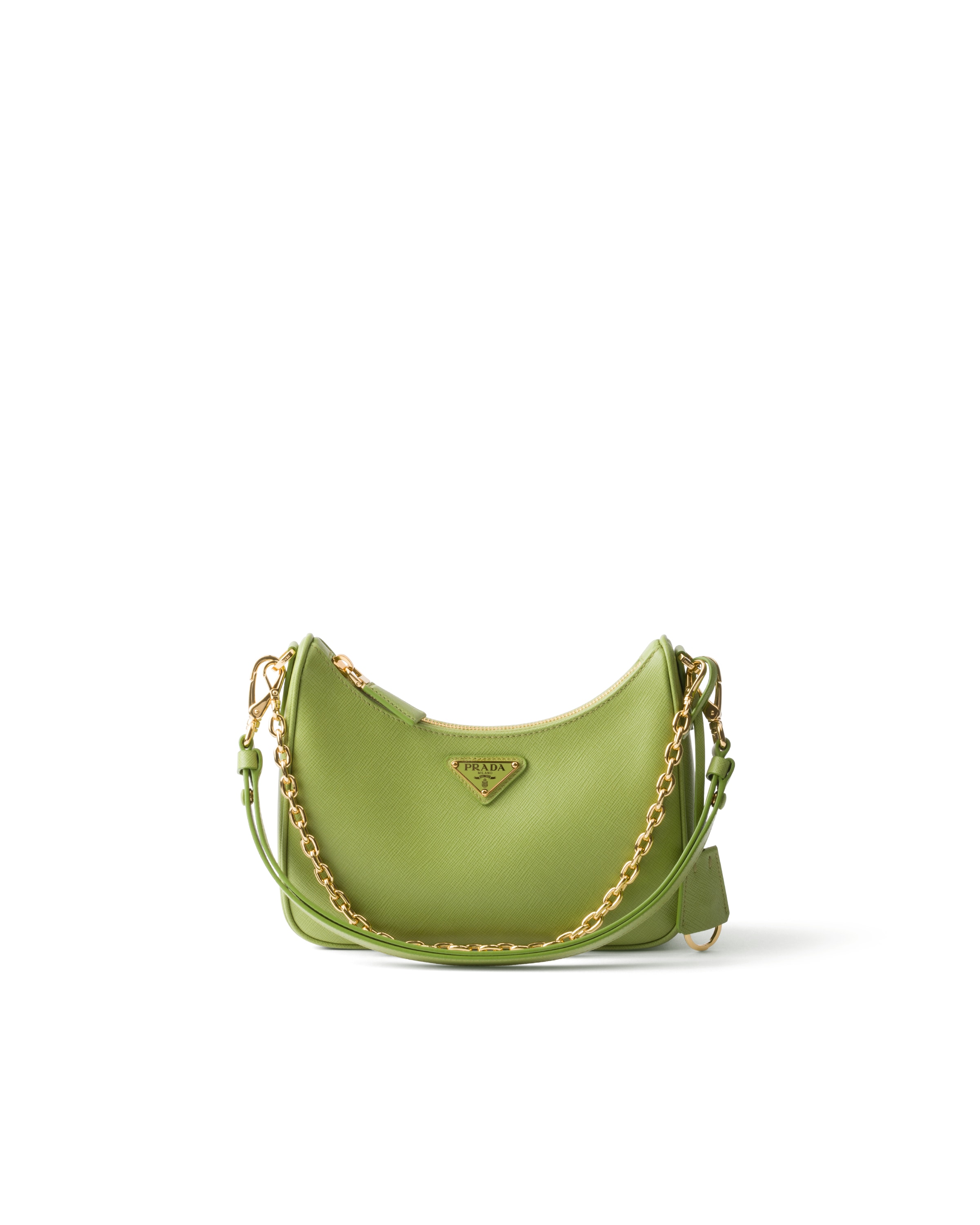 Mini Sac Prada Re-edition En Cuir Saffiano, Femme, Vert Gazon
