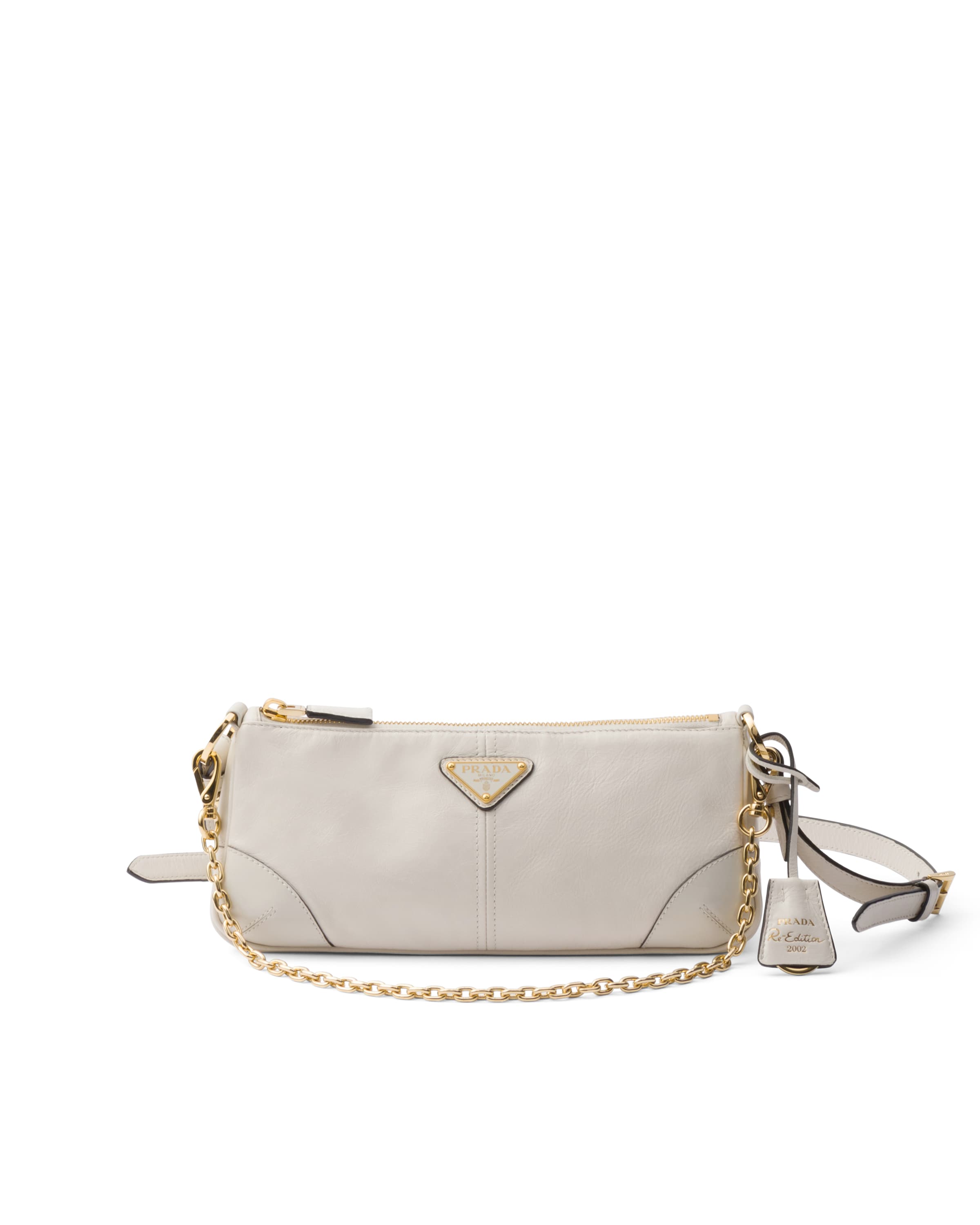 Borsa A Spalla Prada Re-edition 2002 Medium In Pelle, Donna, Bianco