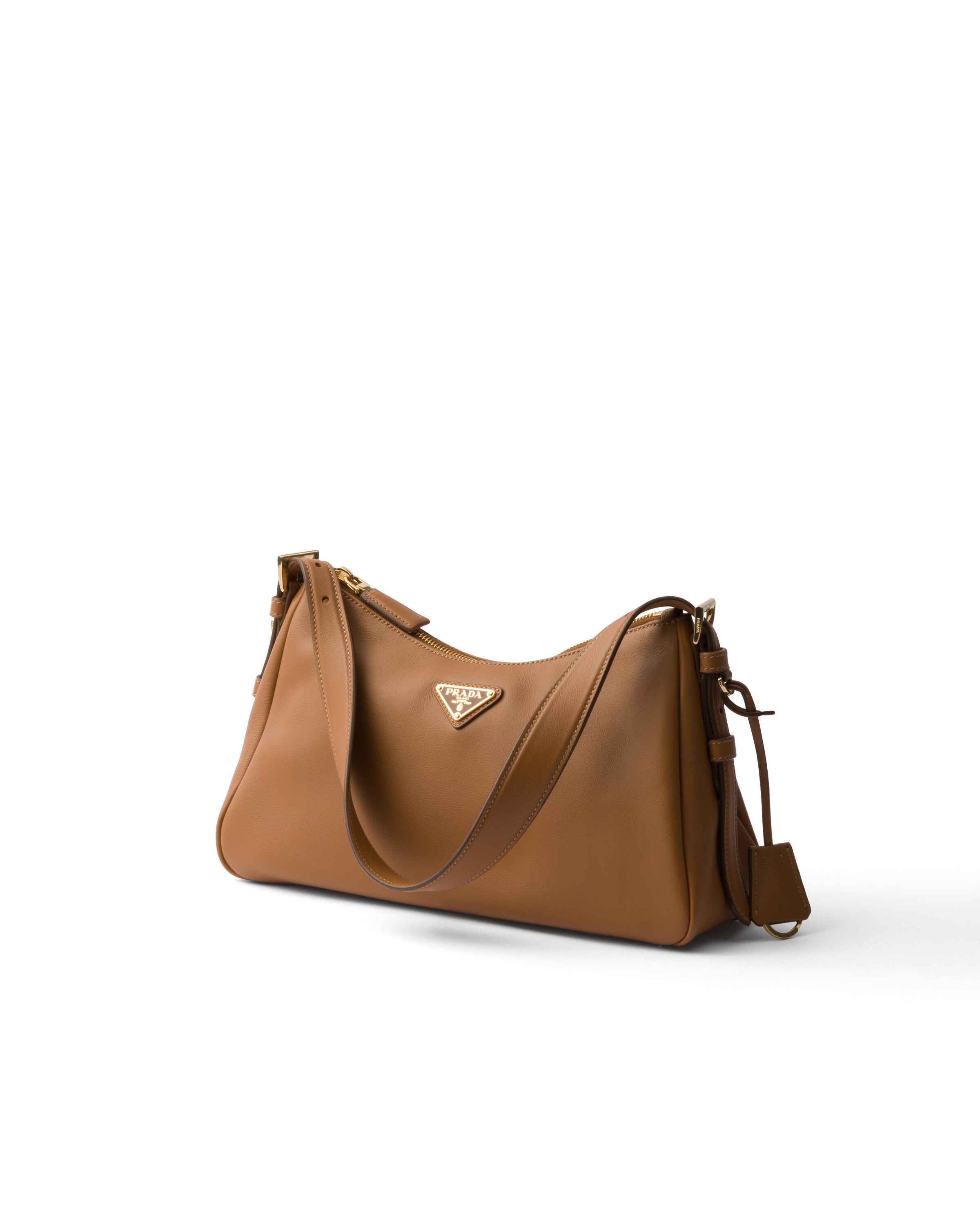 Prada Aimee Medium Leather Shoulder Bag In Caramel