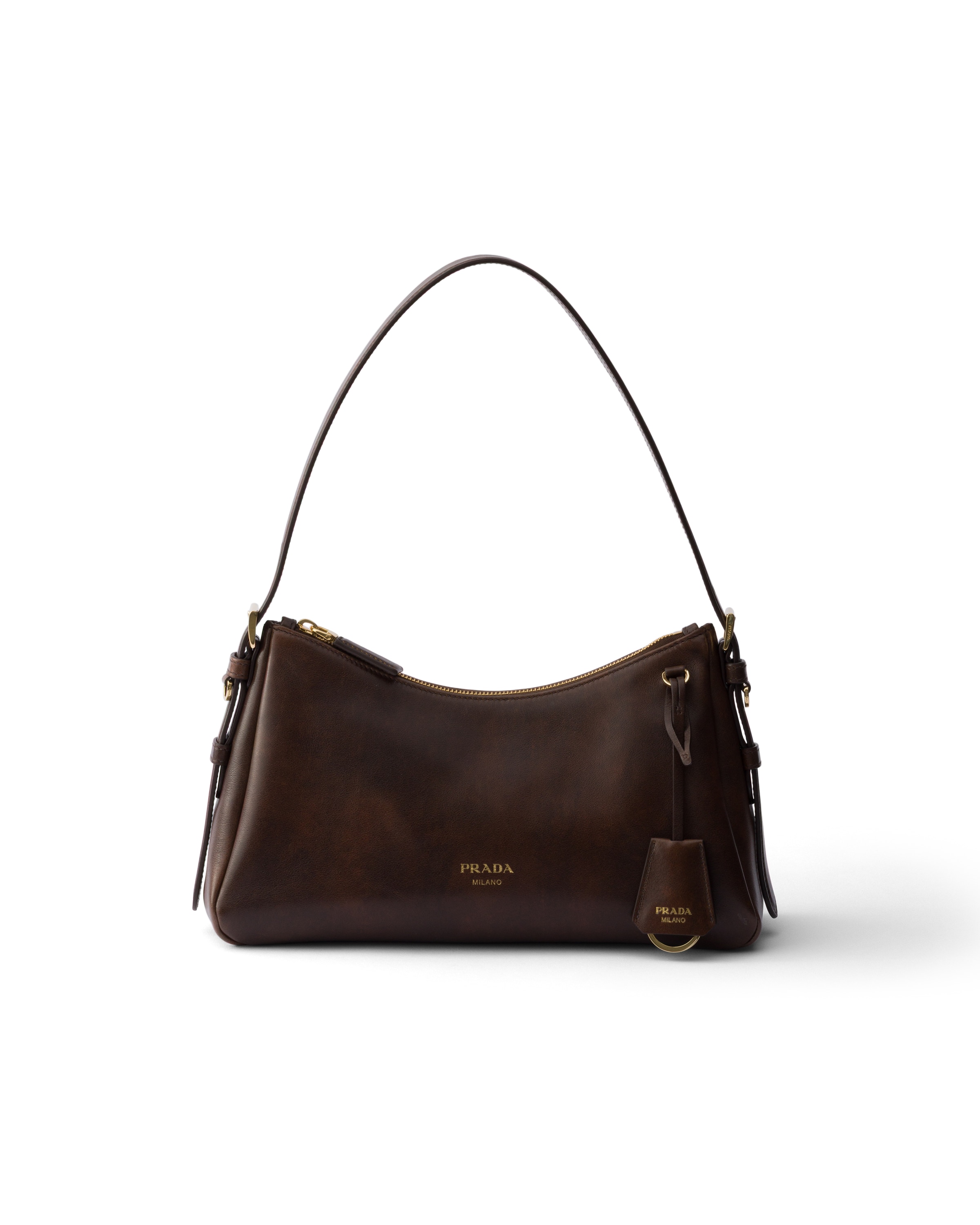 Prada Aimée Medium Leather Shoulder Bag In Cocoa Brown