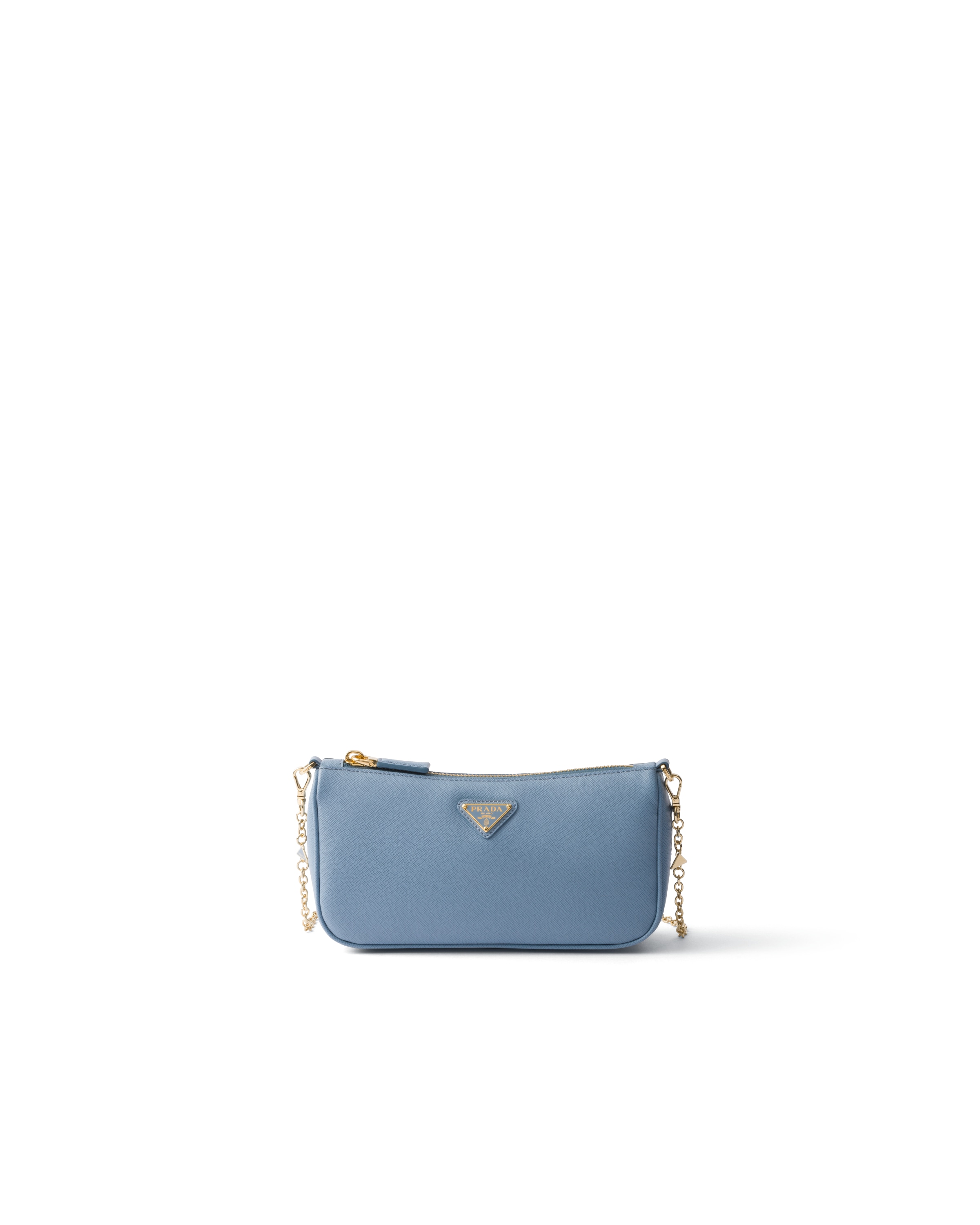 Prada Mini Sac En Cuir Saffiano, Femme, Bleu Astral