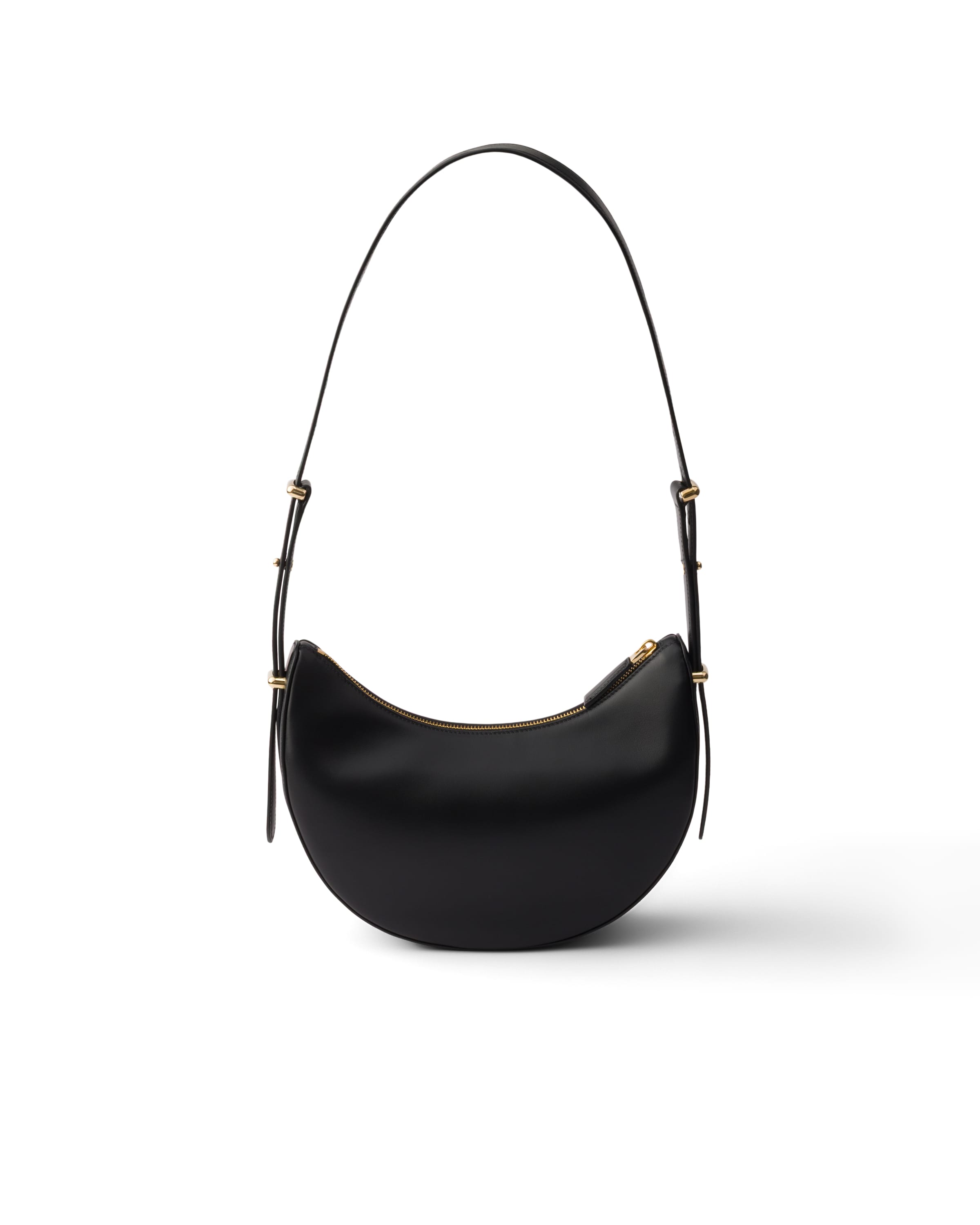 Prada Arque Small Leather Shoulder Bag In Black