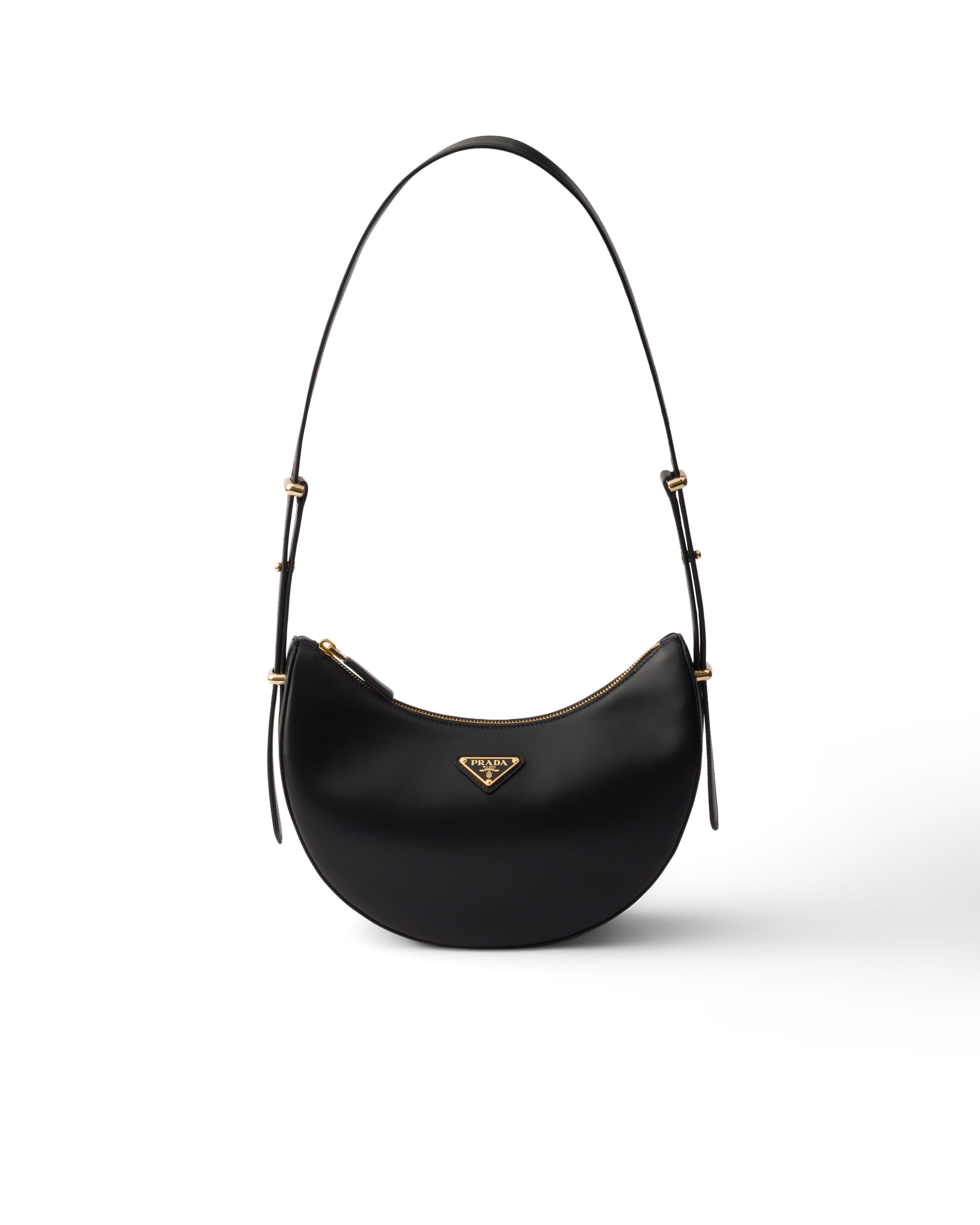 Prada Arque Small Leather Shoulder Bag In Black