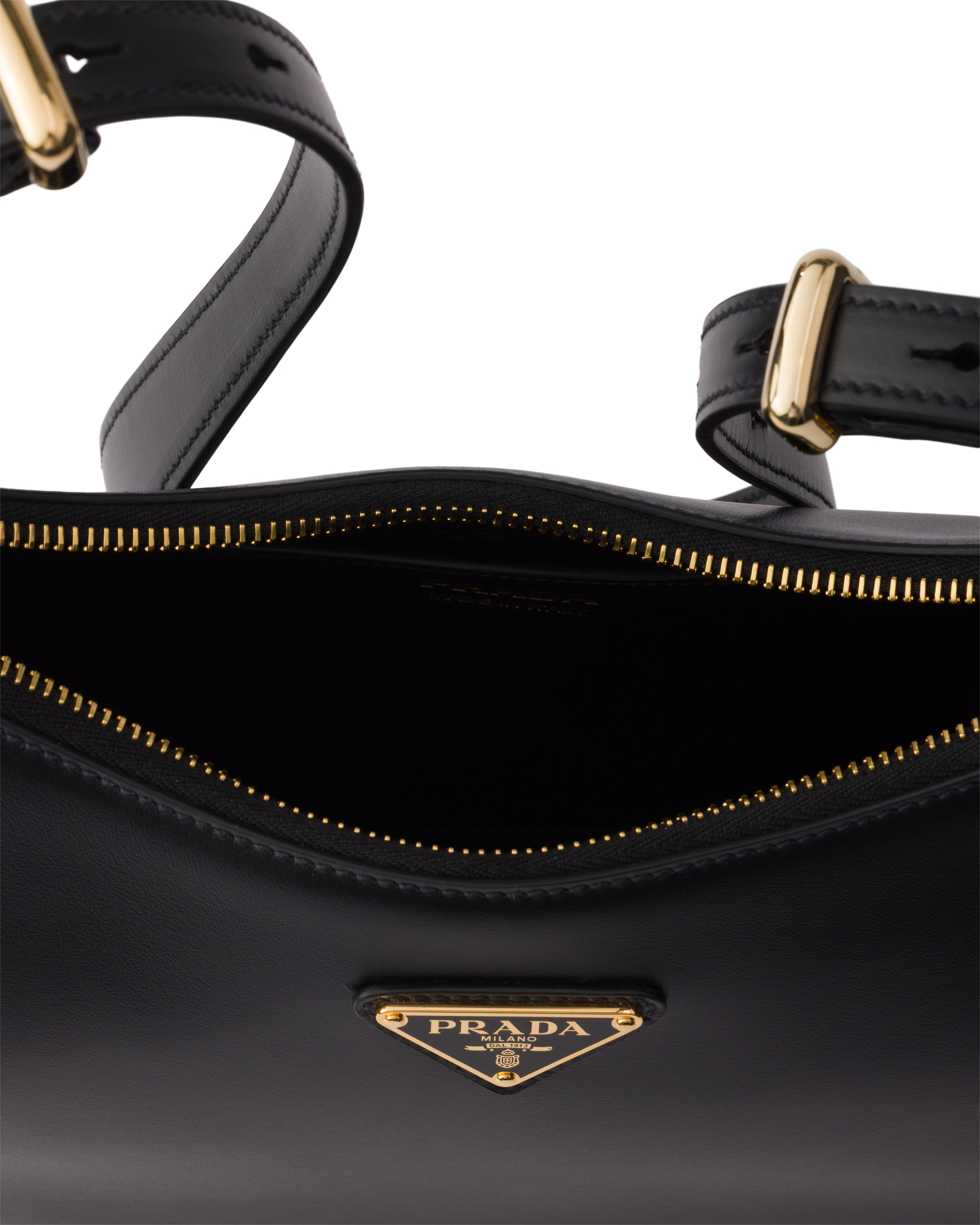 Prada Arque Small Leather Shoulder Bag In Black