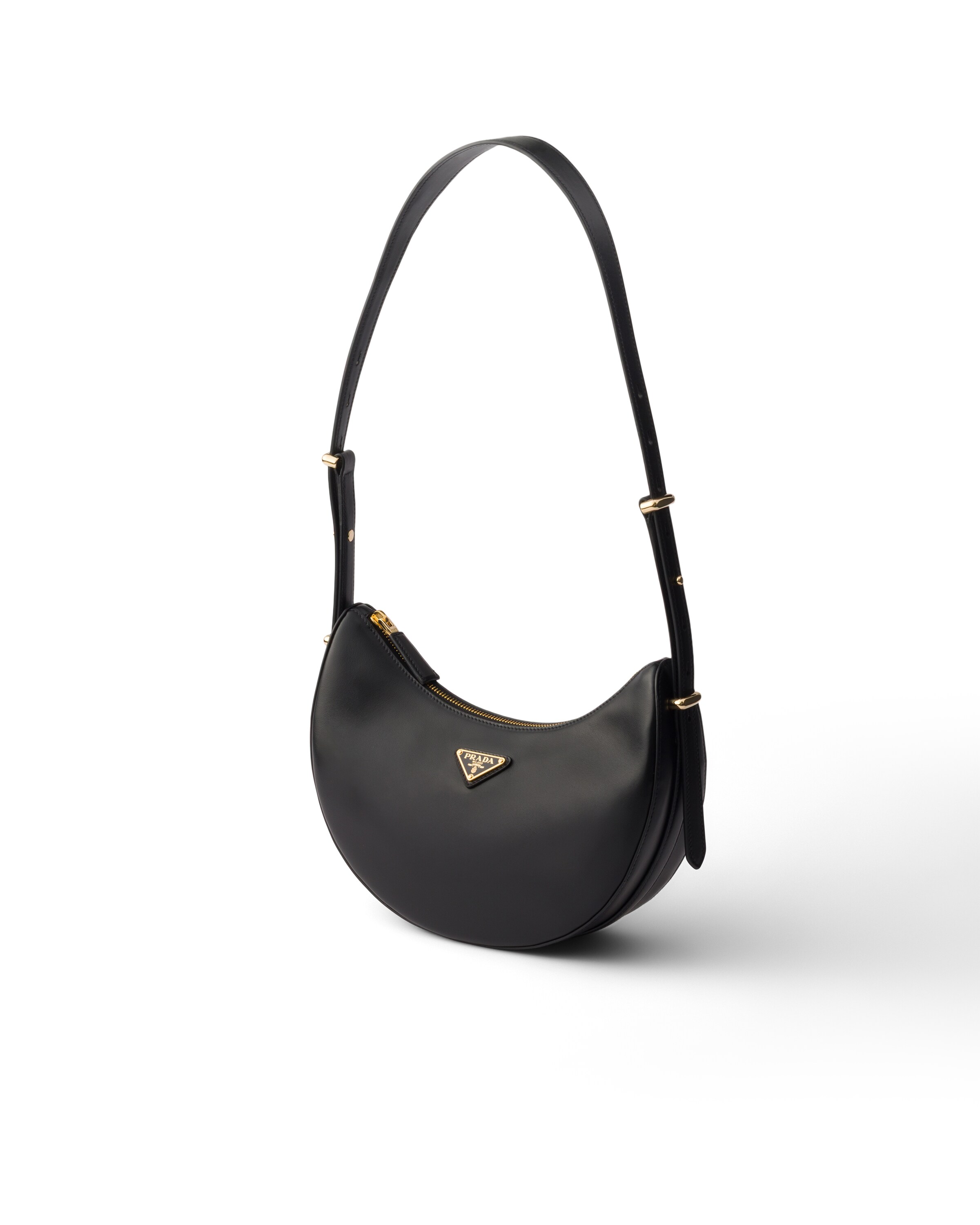 Prada Arque Small Leather Shoulder Bag In Black
