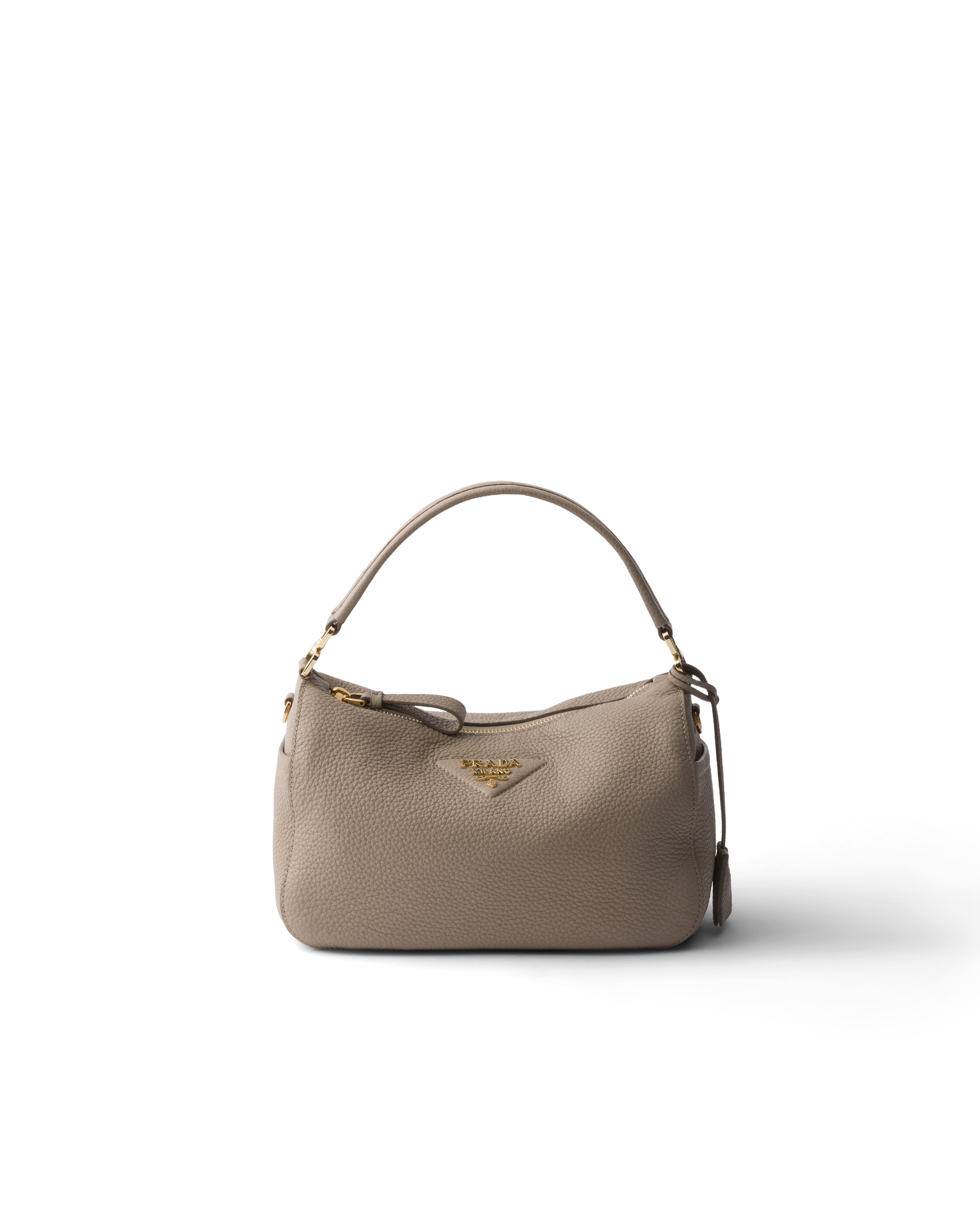 Prada Kleine Tasche Aus Leder, Damen, Lehmgrau