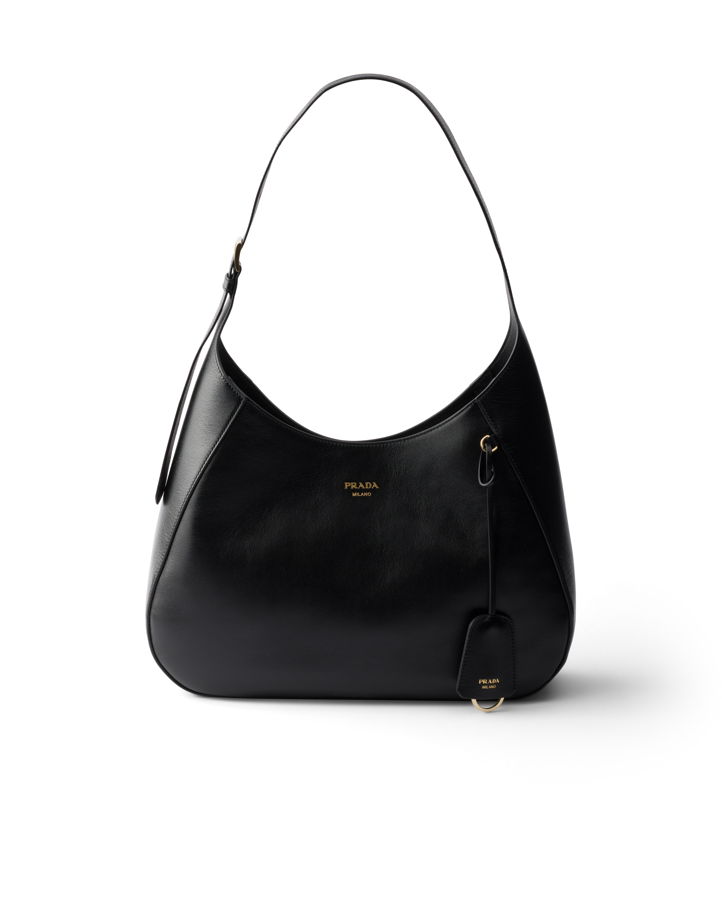 Prada Boogie Large Leather Bag In Black
