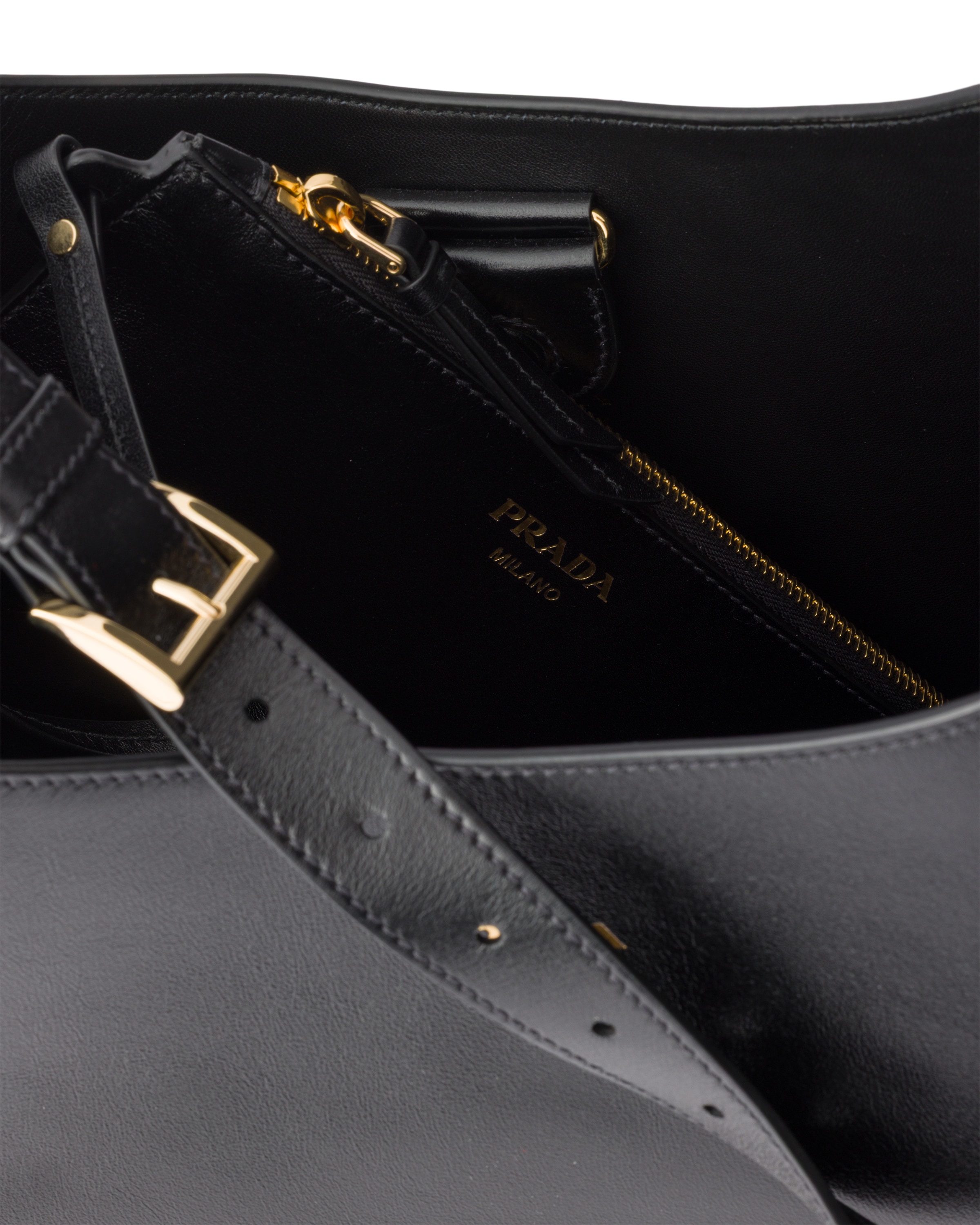 Prada Boogie Large Leather Bag In Black