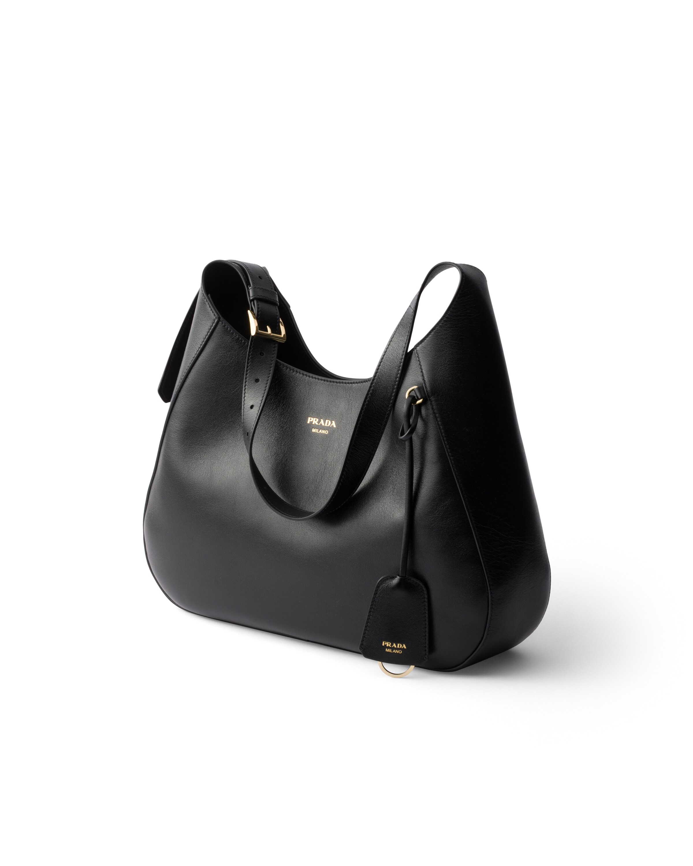 Prada Boogie Large Leather Bag In Black