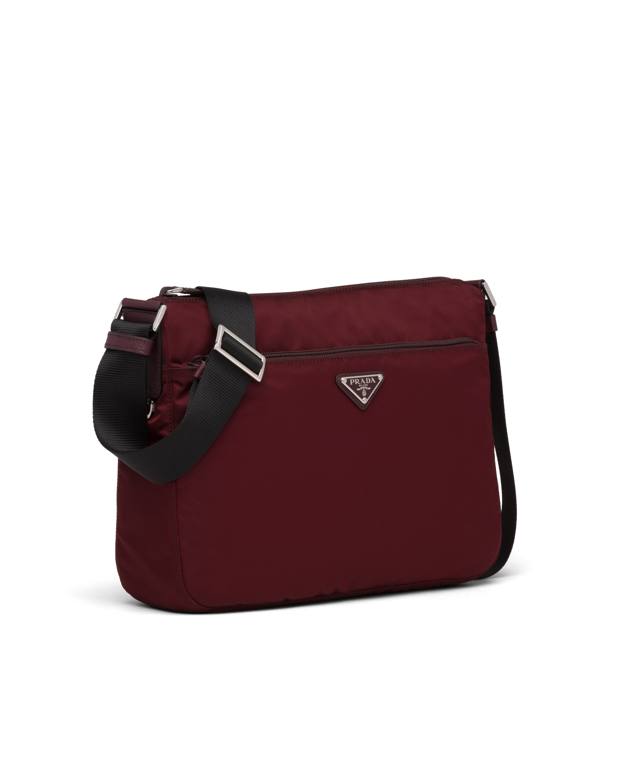 Burgundy Black Nylon Bag Prada