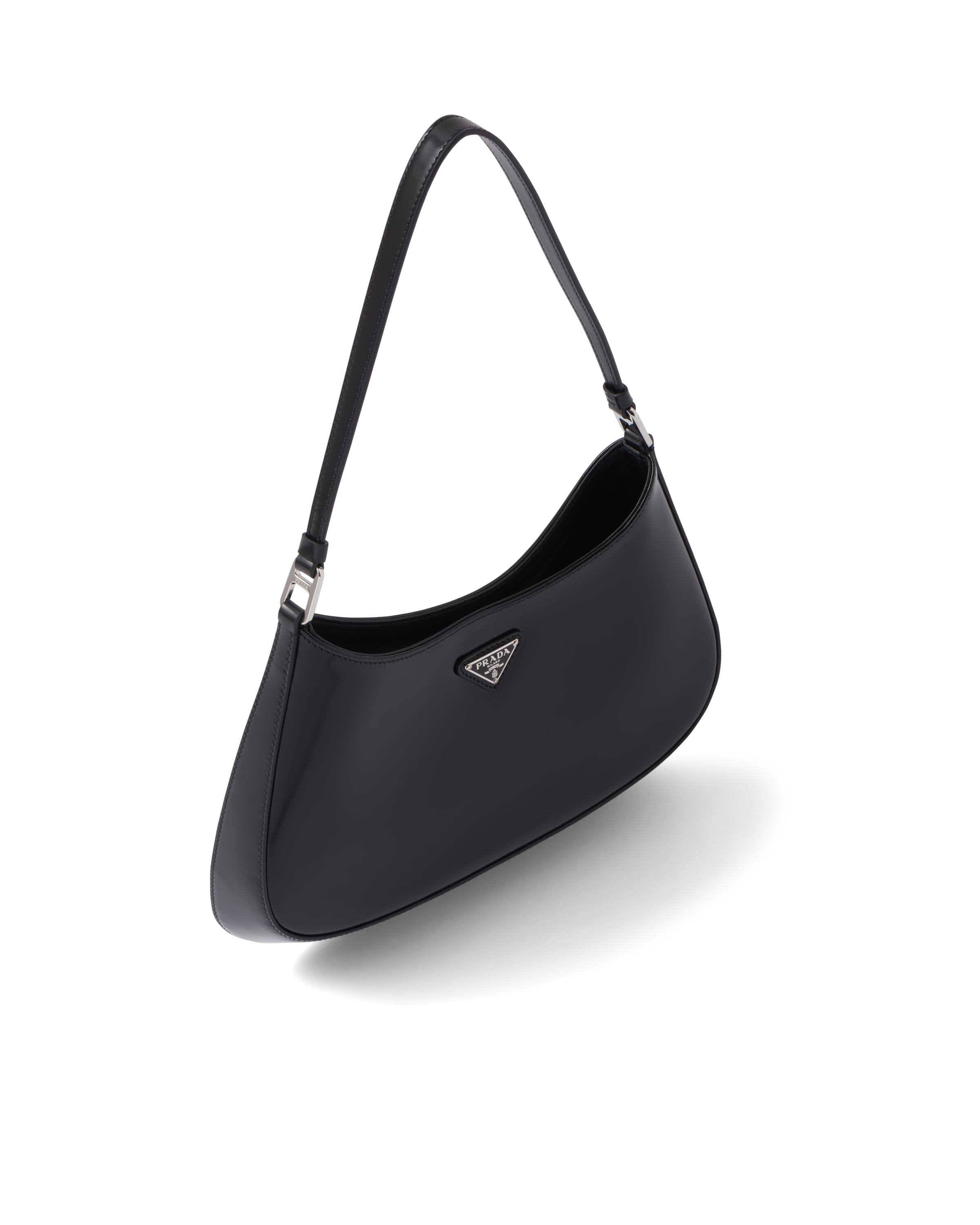 Black Prada Cleo brushed leather shoulder bag Prada