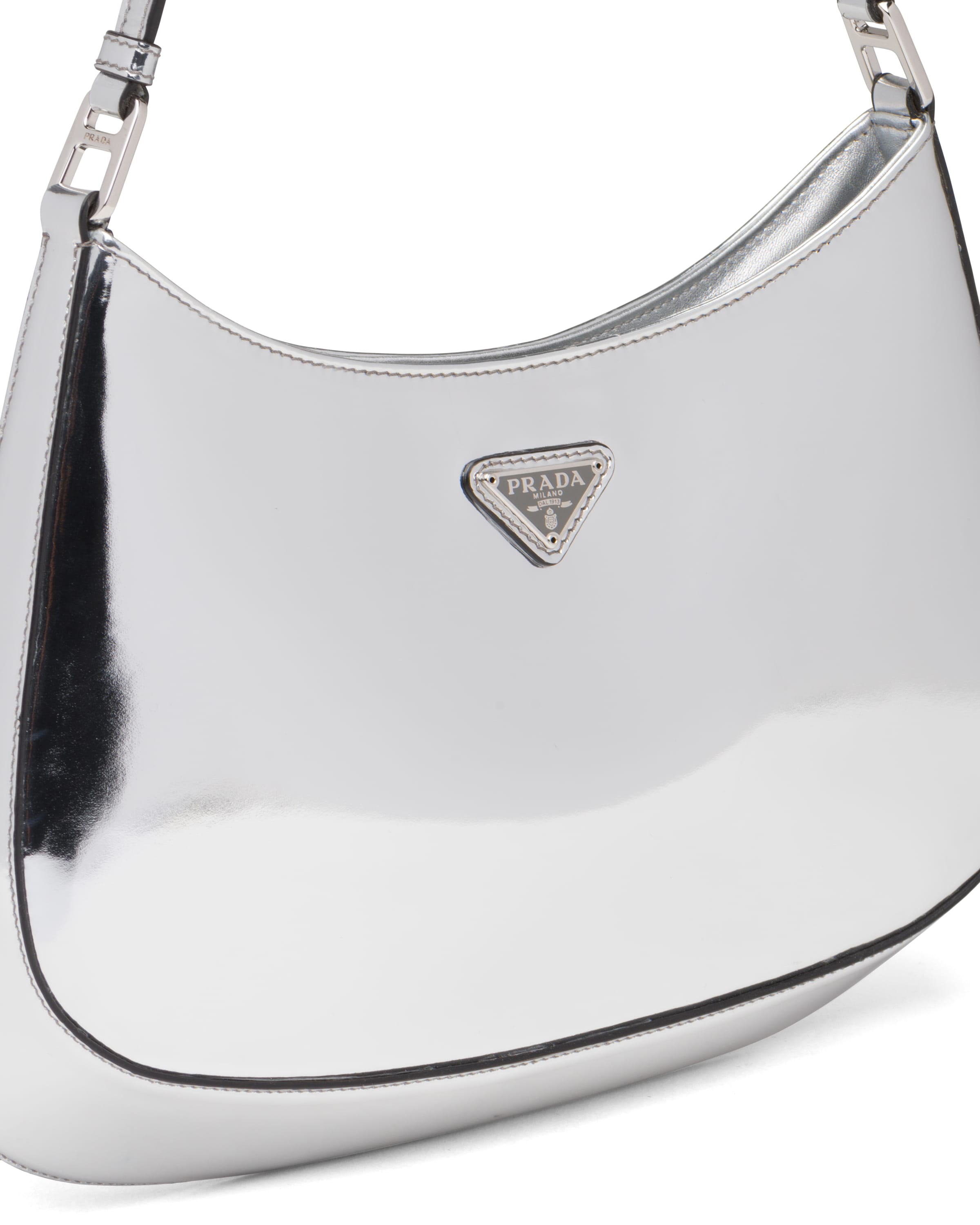 Silver Prada Cleo brushed leather shoulder bag Prada