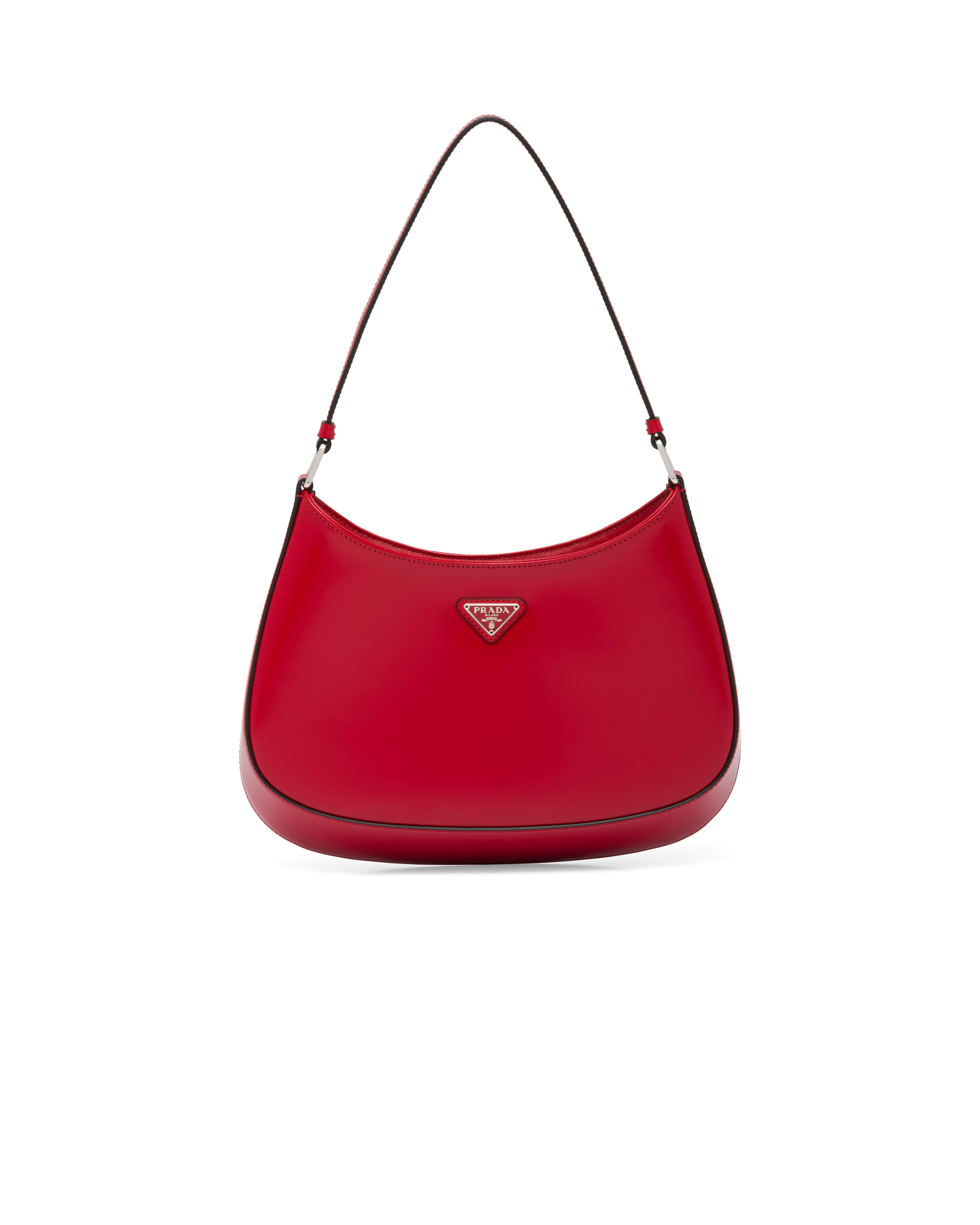 Prada Cleo Brushed Leather Shoulder Bag In Red