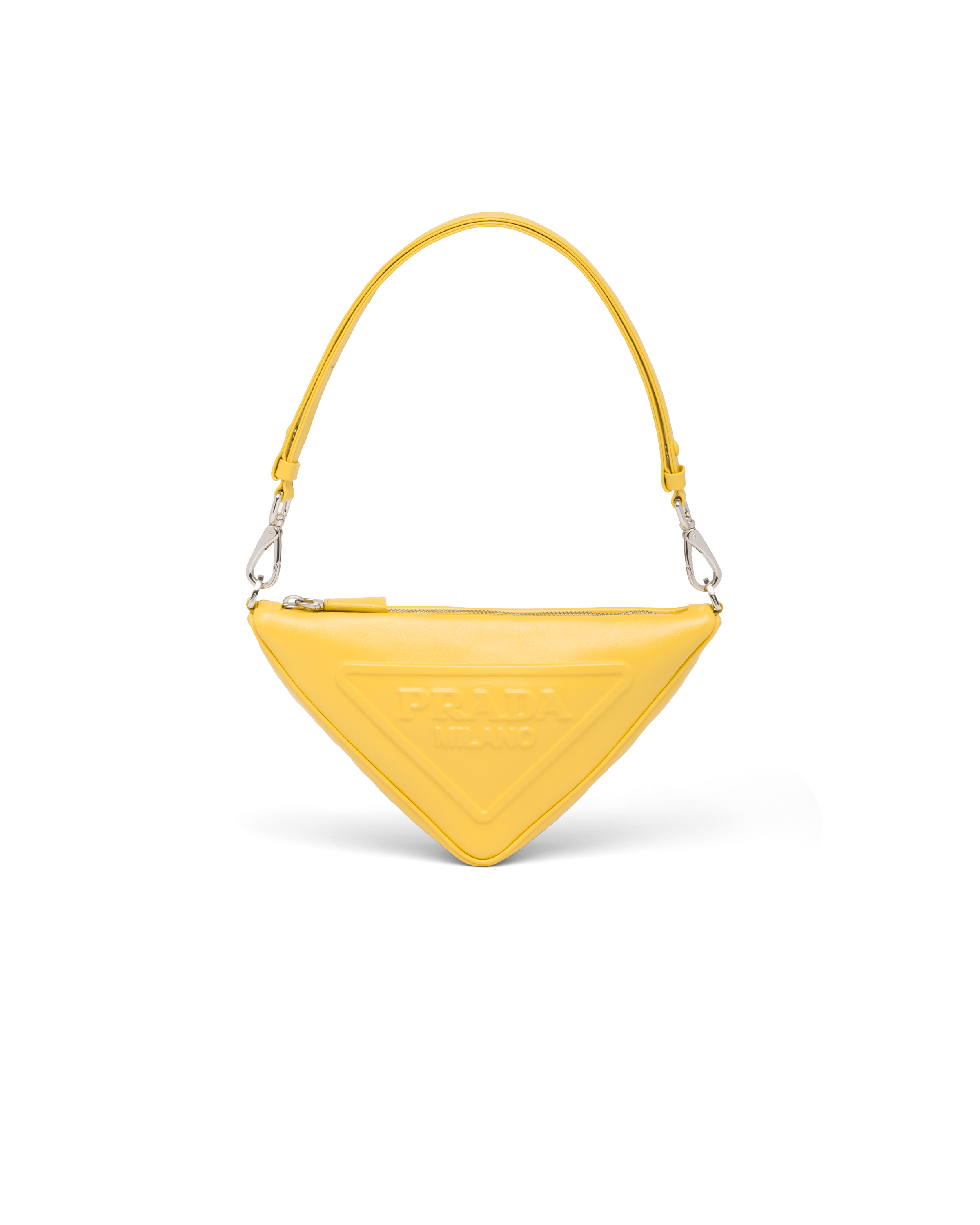 Prada Triangle Leather Mini Bag In Sunny Yellow