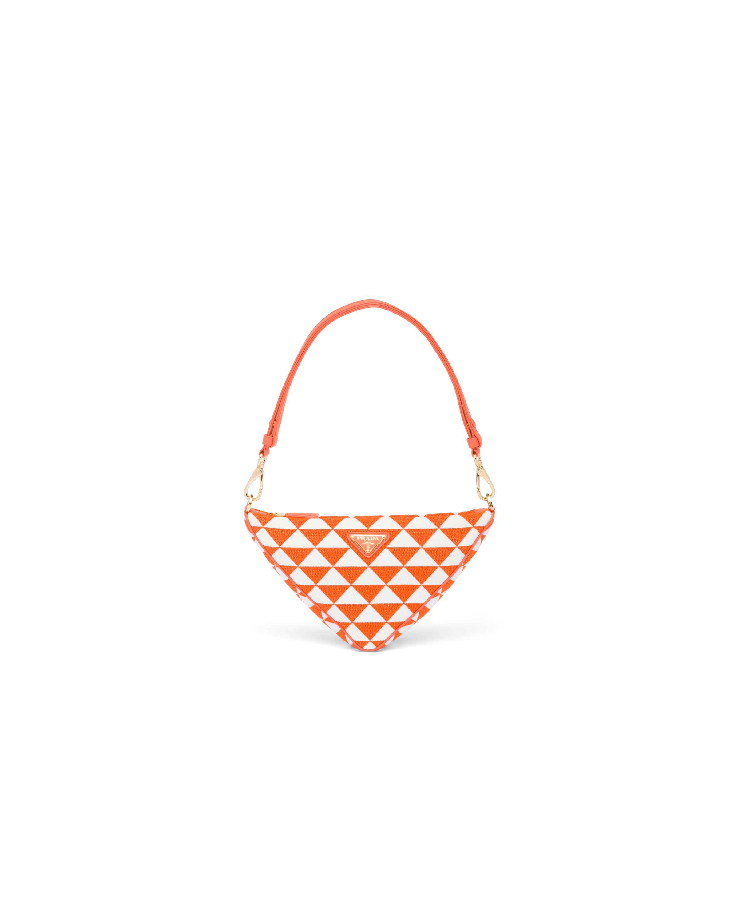 Prada Embroidered Fabric Mini-bag In Orange