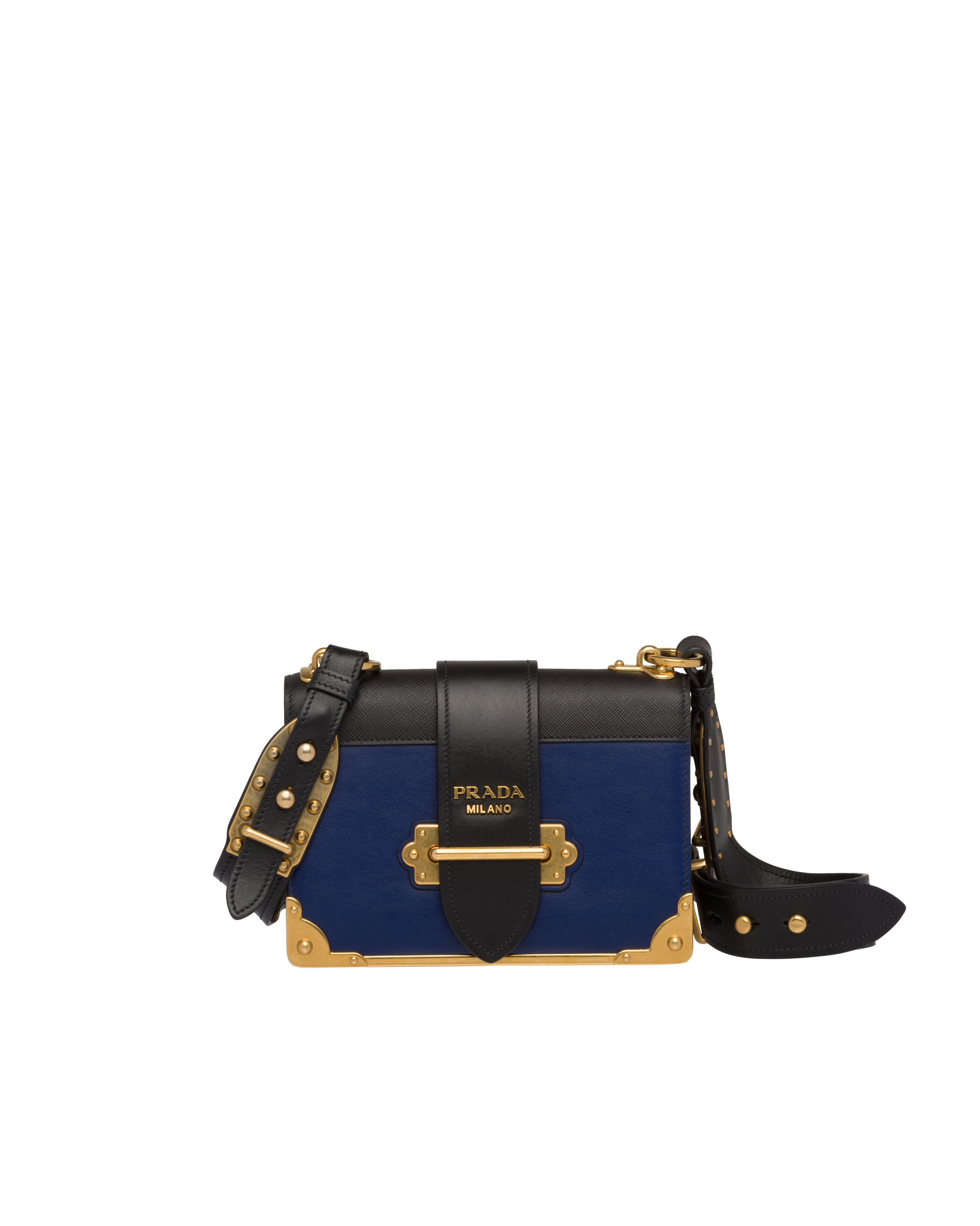 Ink Blue black Leather Prada Cahier Bag PRADA
