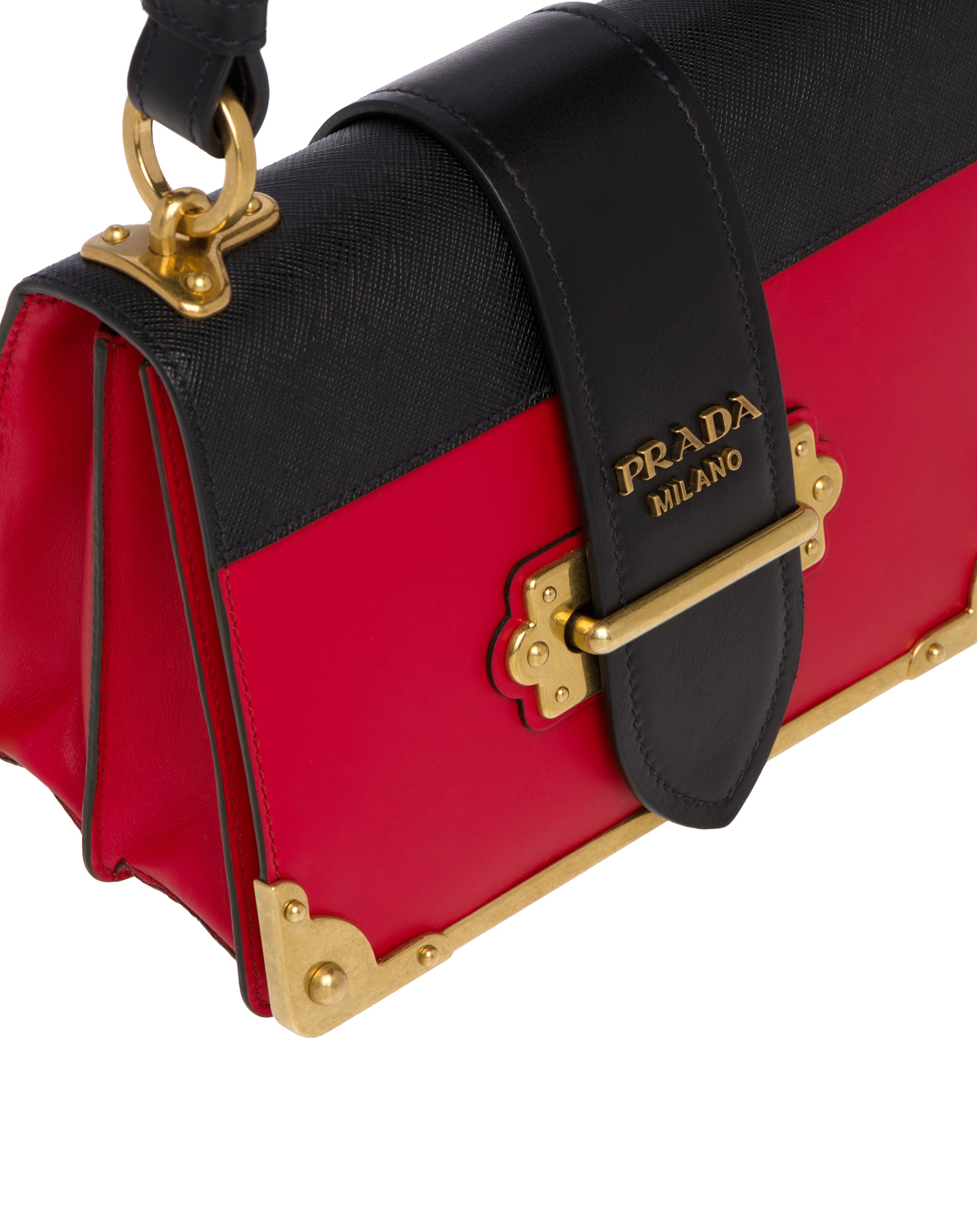 Fiery Red/black Leather Prada Cahier Bag Prada
