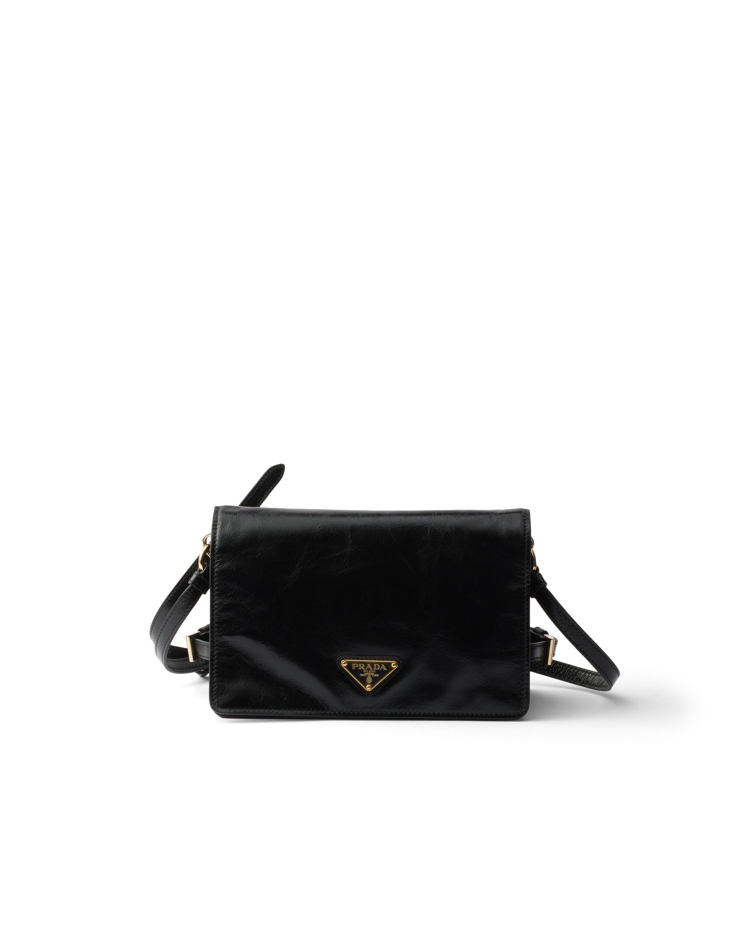 Prada Mini Leather Shoulder Bag In Black