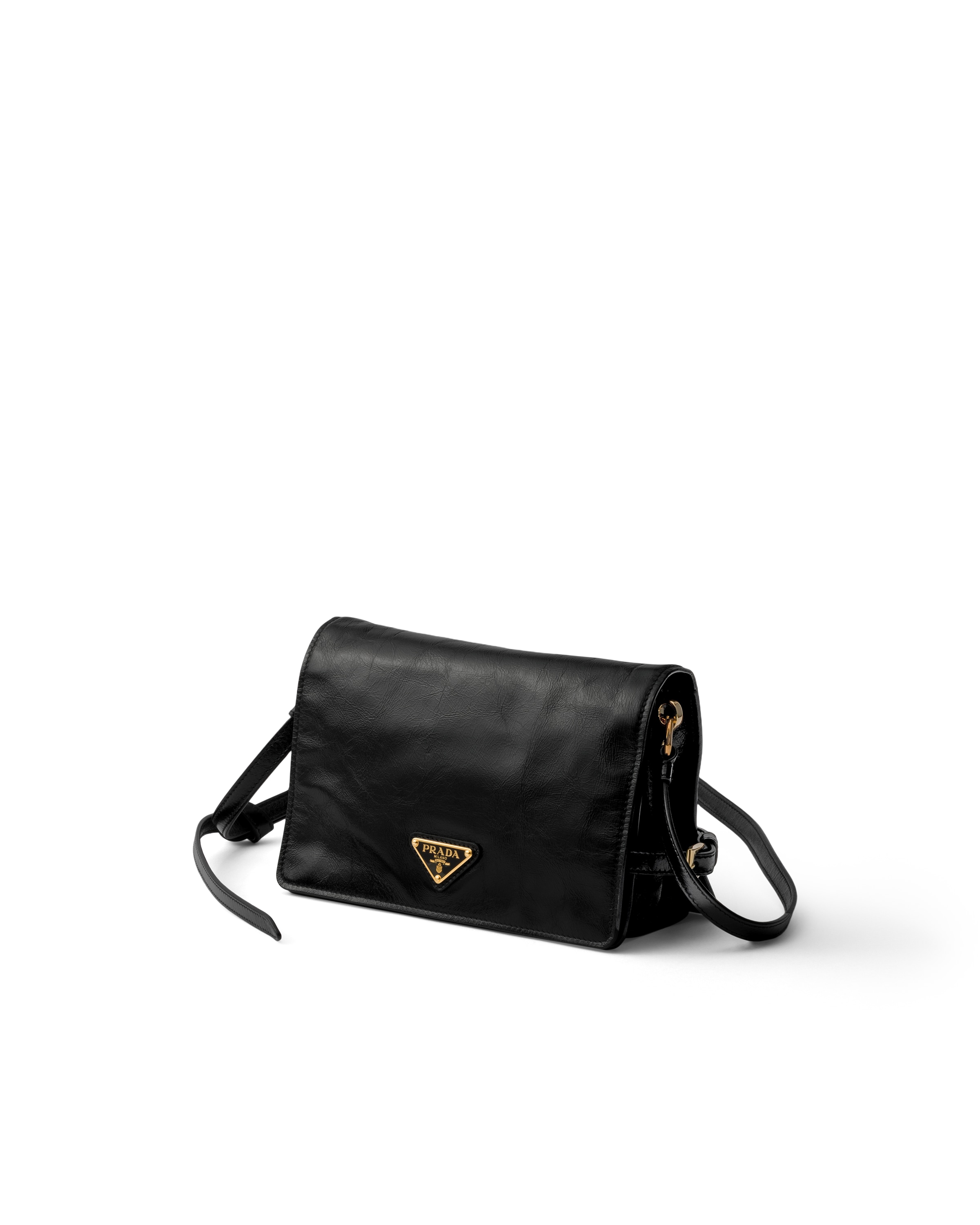 Prada Mini Leather Shoulder Bag In Black