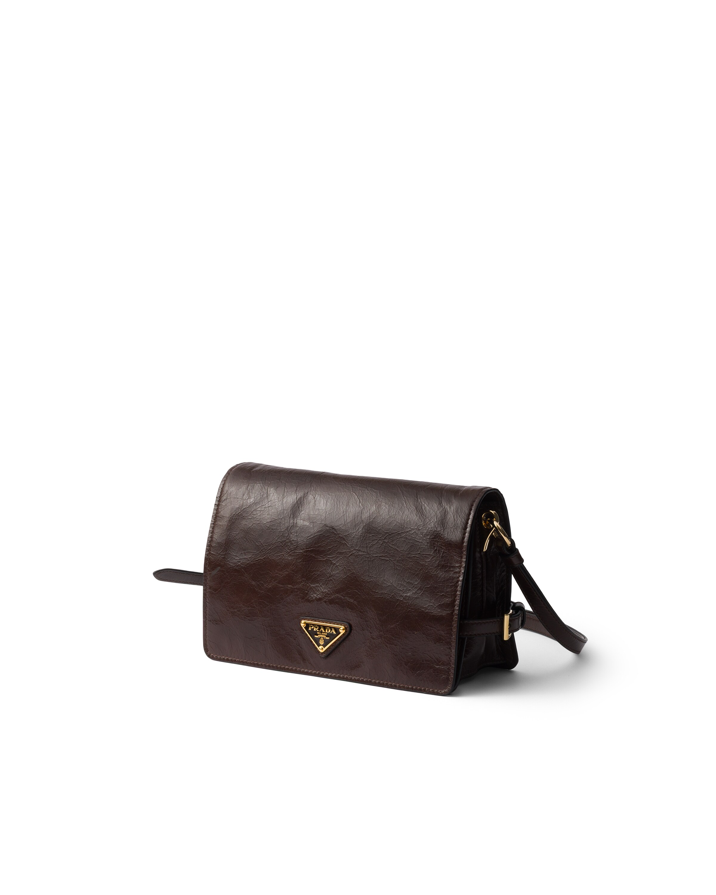 Prada Leather Shoulder Bag In Brown