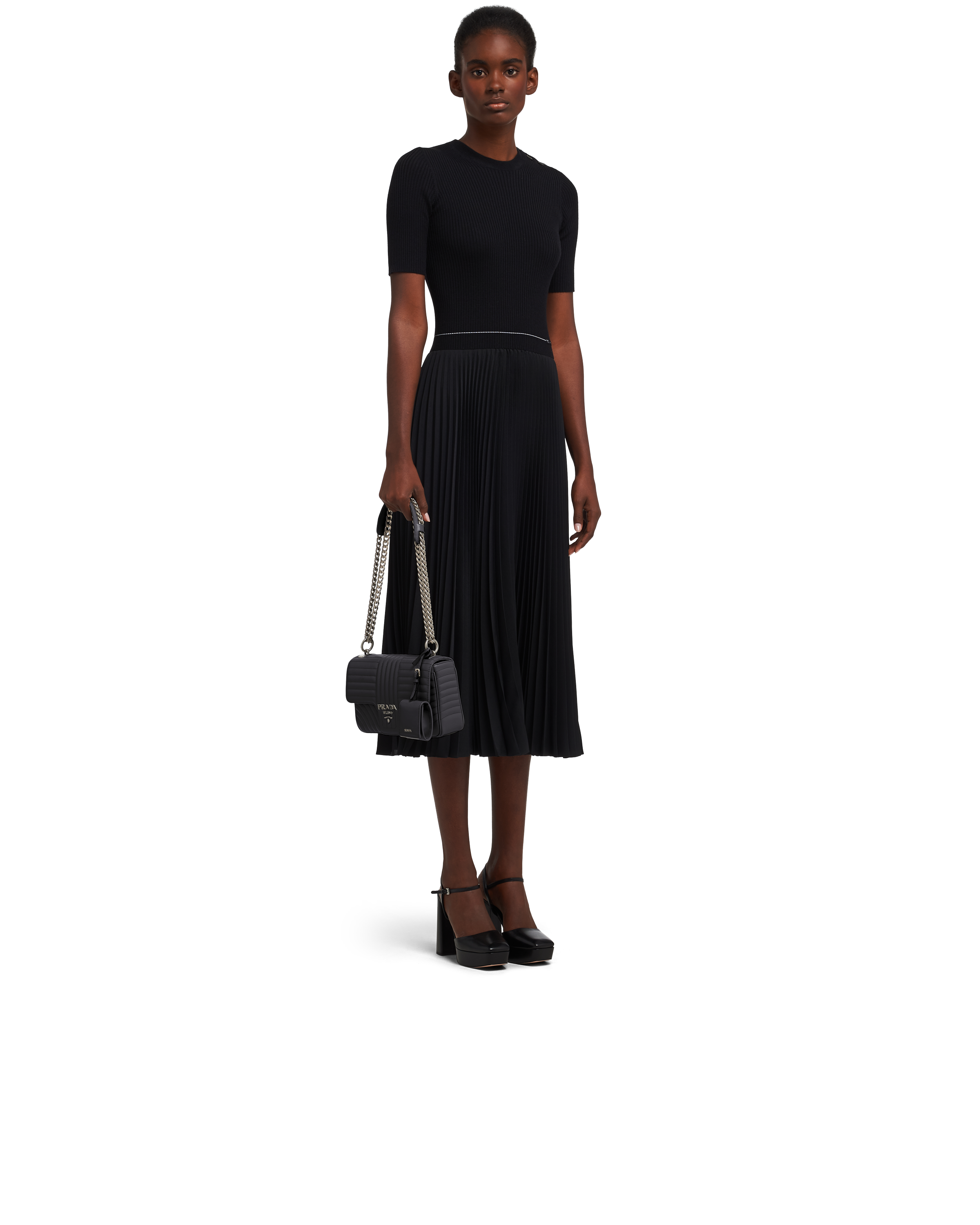 Black Medium Leather Prada Diagramme Bag Prada