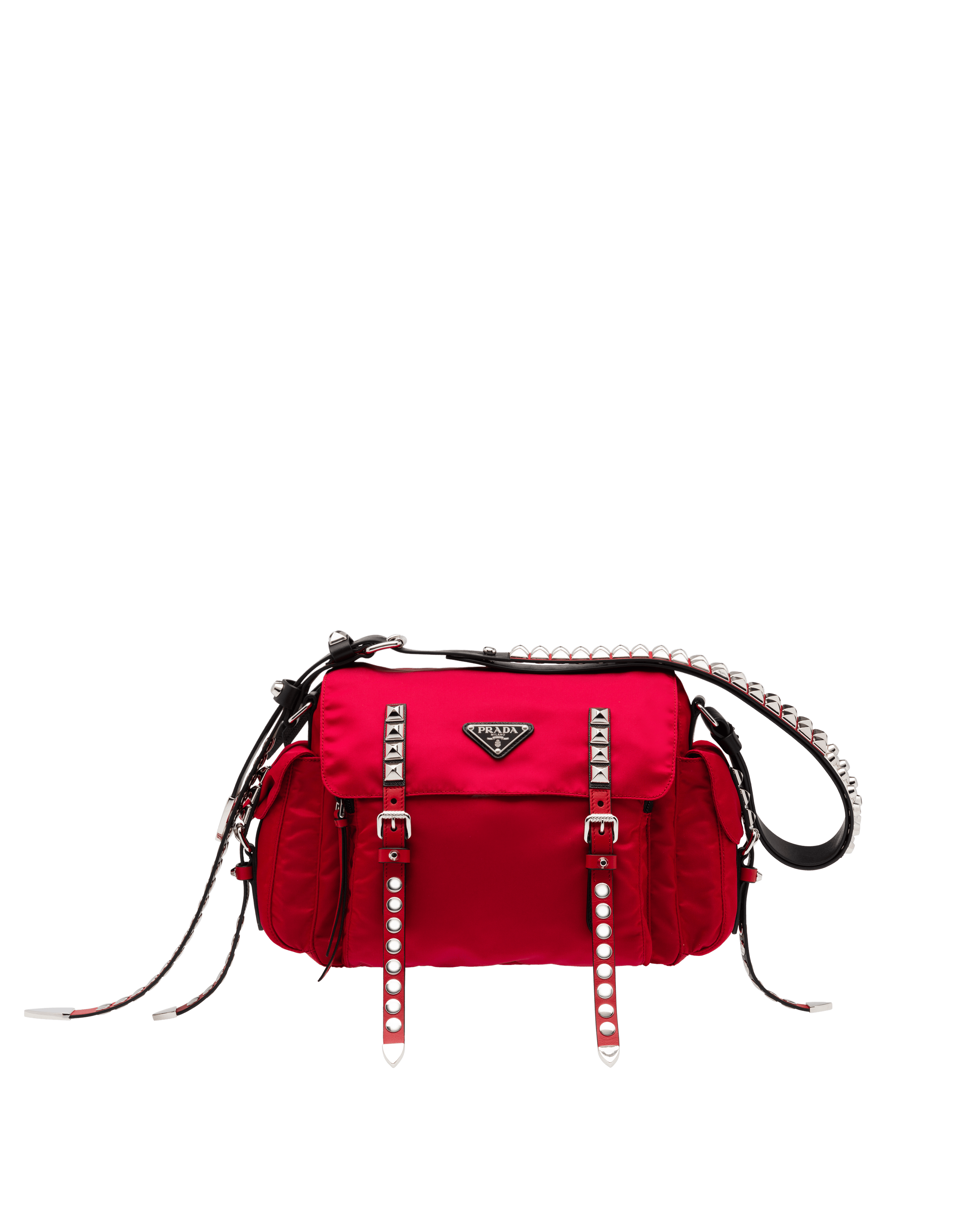 prada red and black handbag