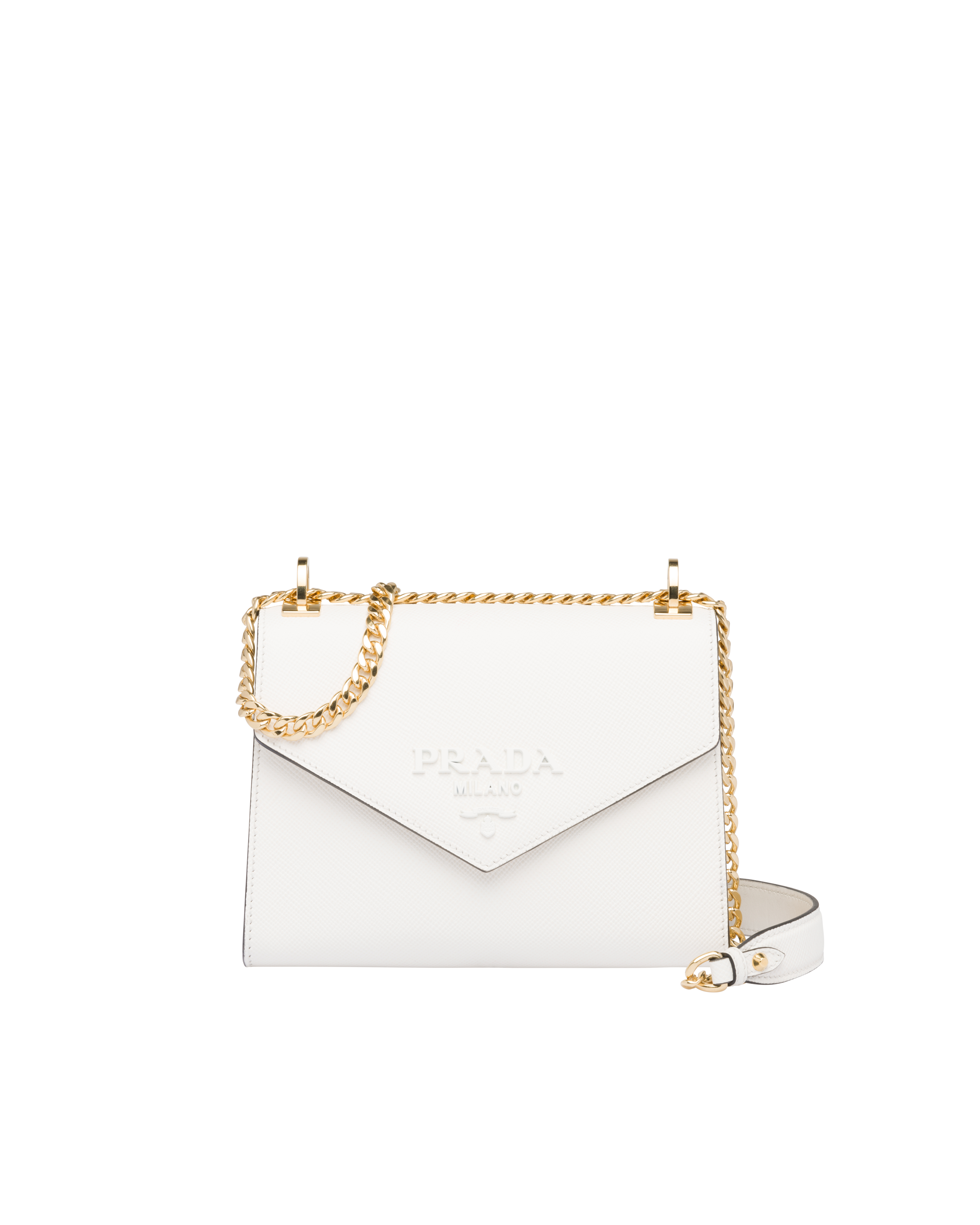 prada monochrome saffiano leather chain shoulder bag