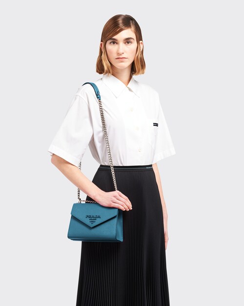 Prada monochrome saffiano leather shoulder bag clearance