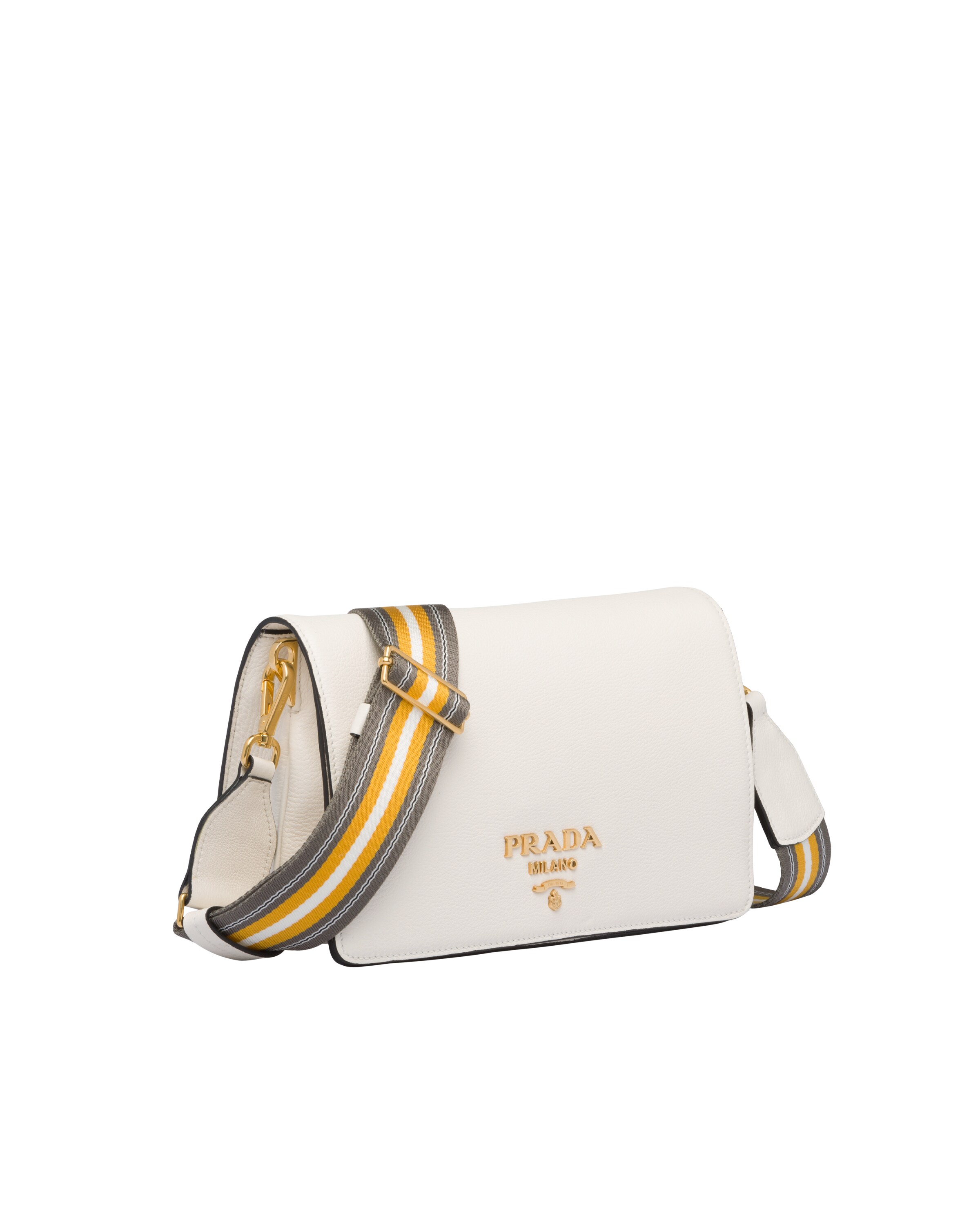 White Leather Shoulder Bag Prada