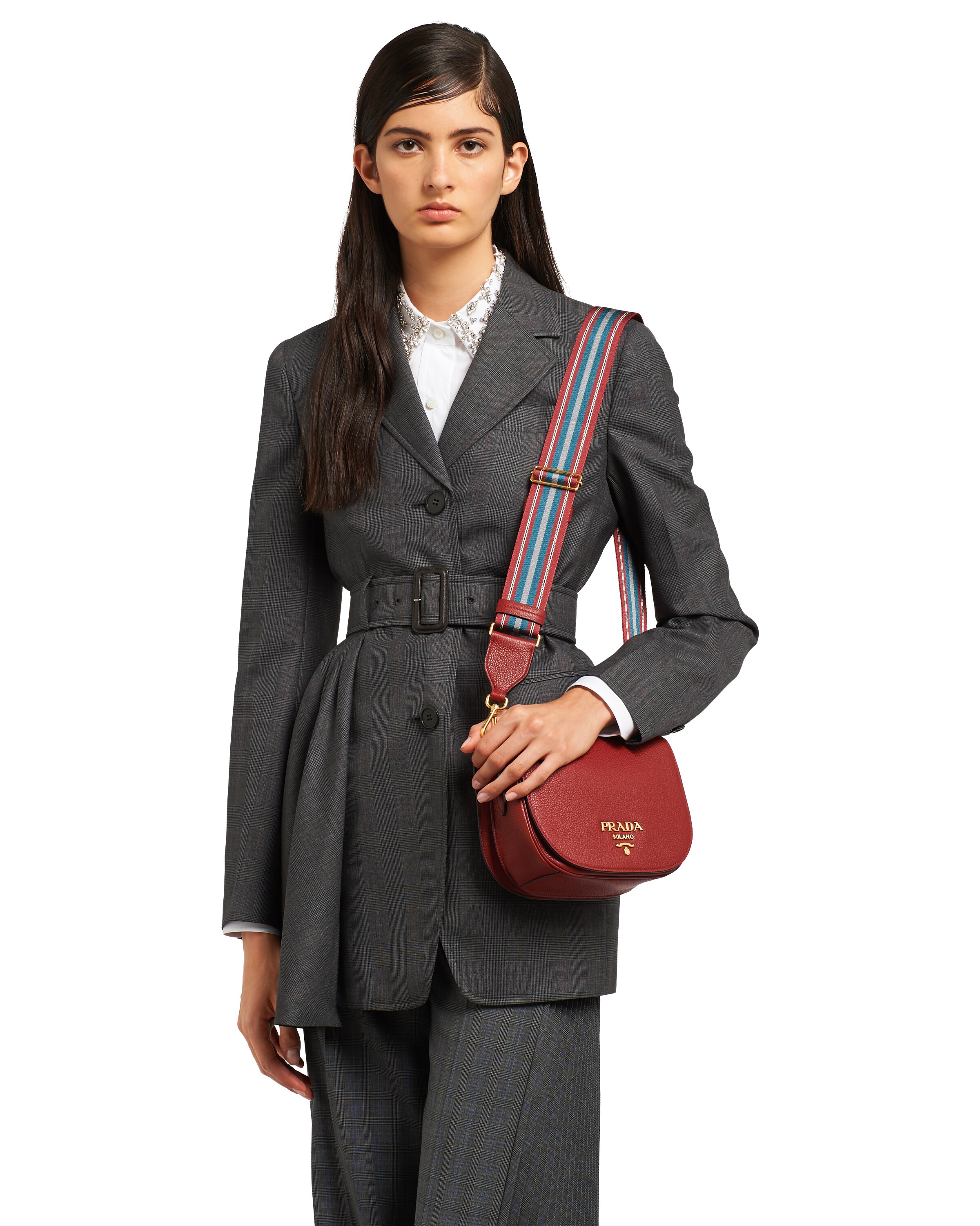 Ruby Red Leather shoulder bag Prada