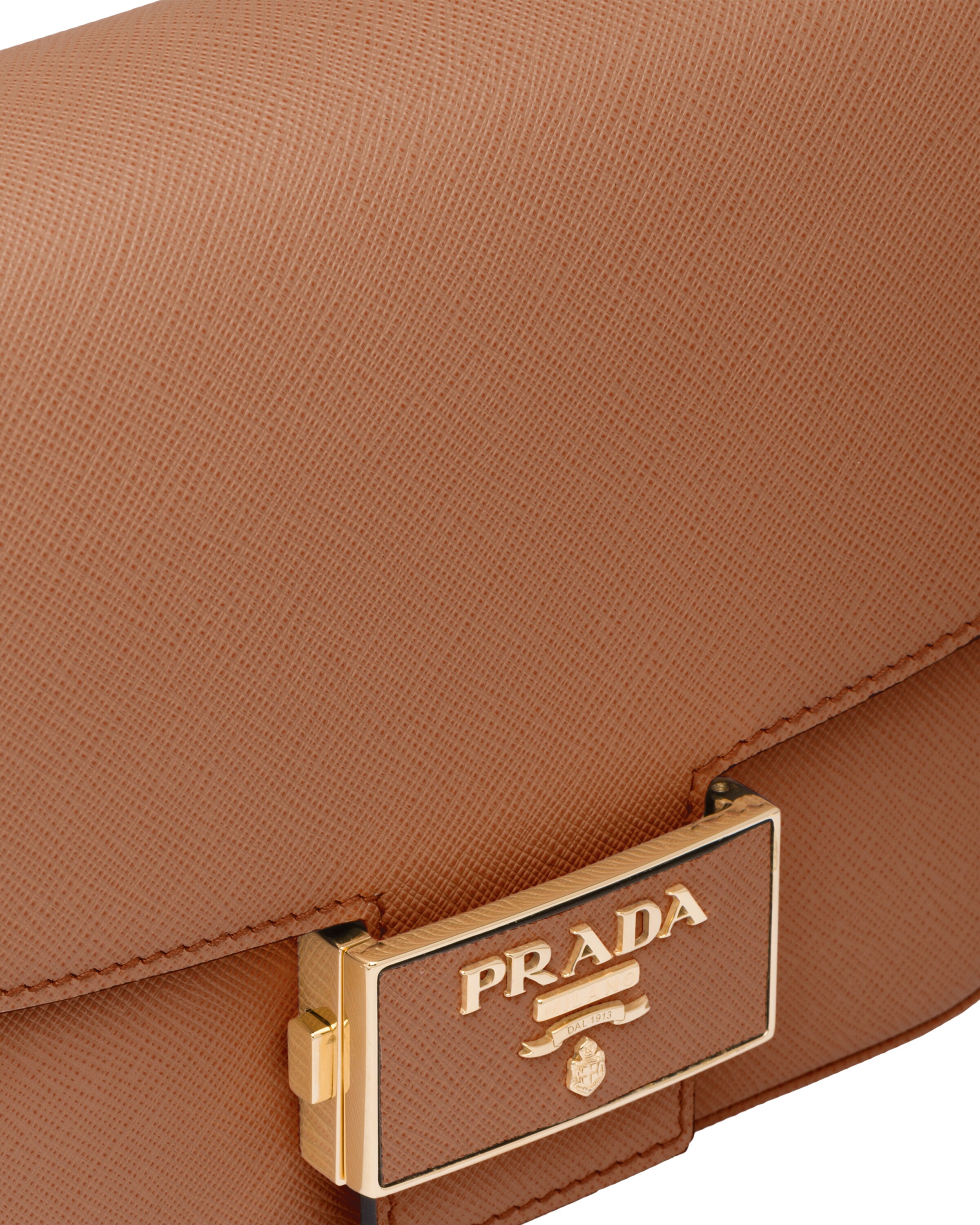 Cognac Saffiano Leather Prada Emblème Bag Prada