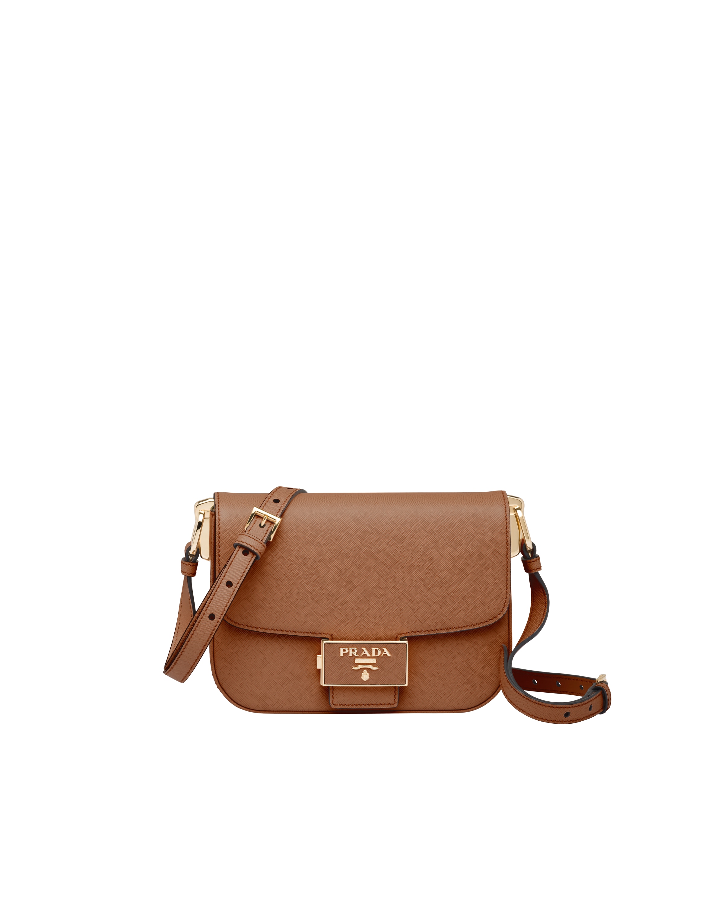 Cognac Saffiano Leather Prada Emblème Bag Prada