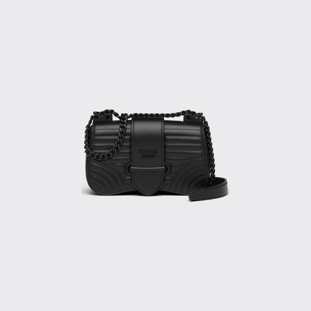 Black Prada Diagramme stitched leather shoulder bag | Prada