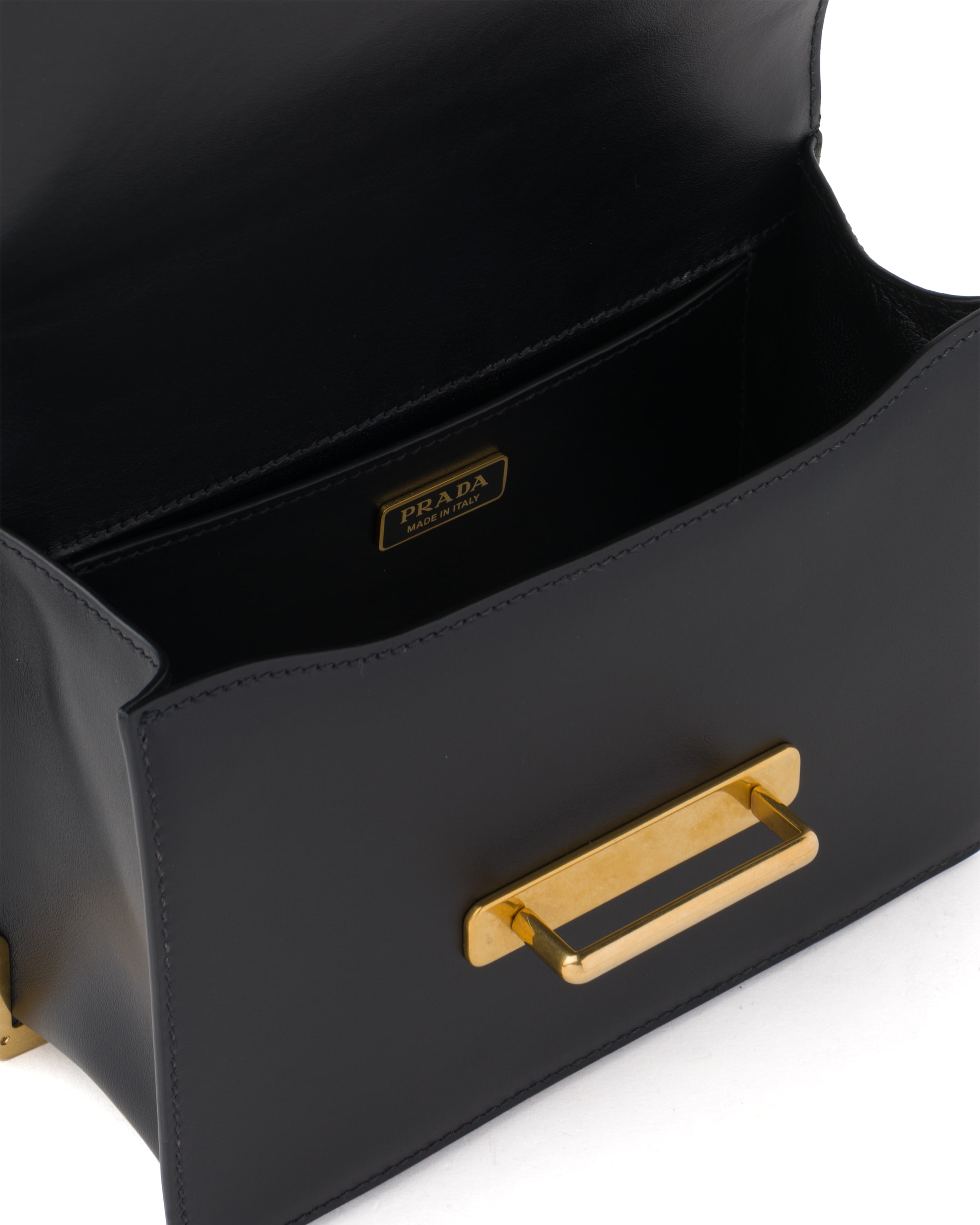 Black Leather Prada Cahier Shoulder Bag Prada