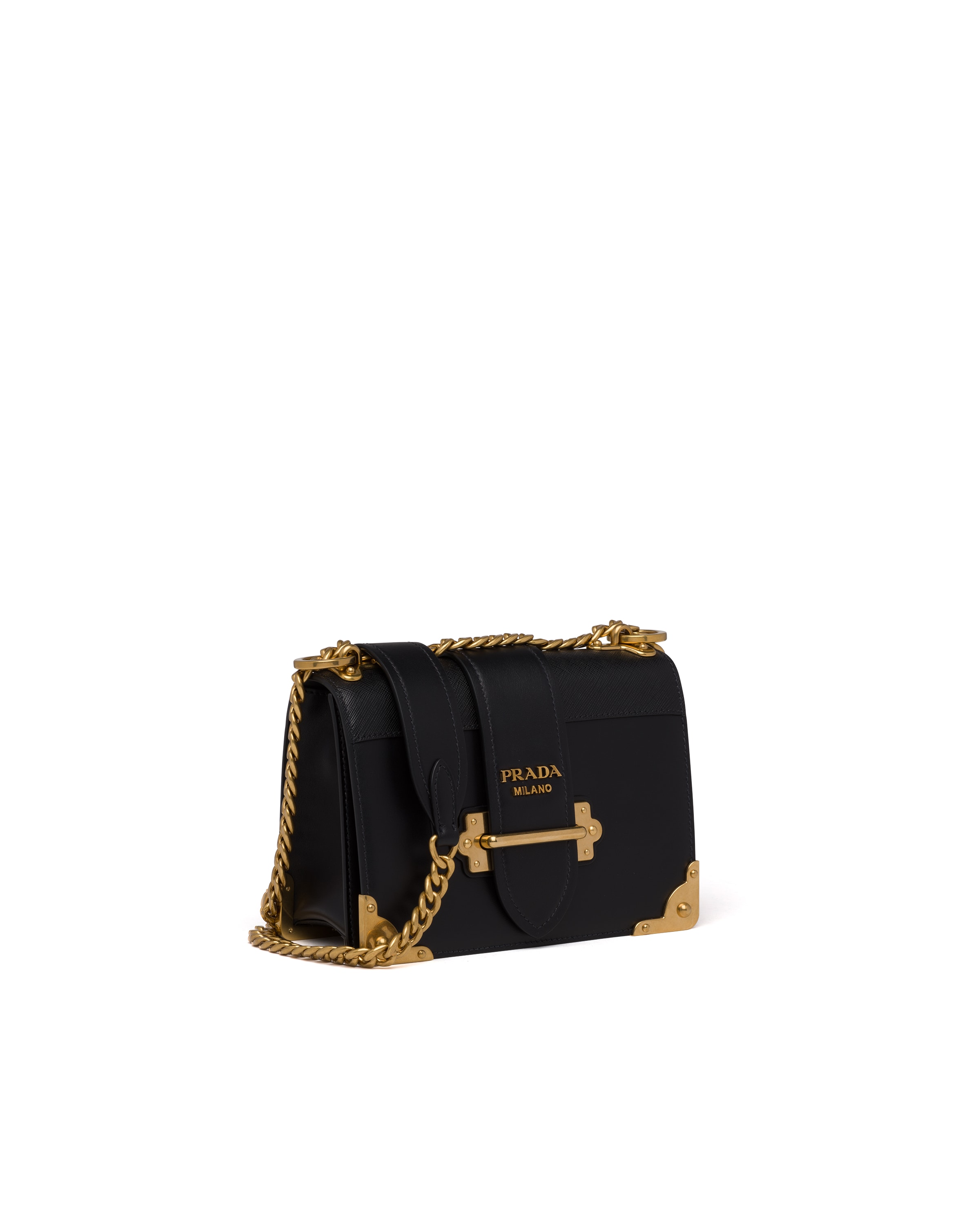 Black Leather Prada Cahier Shoulder Bag Prada