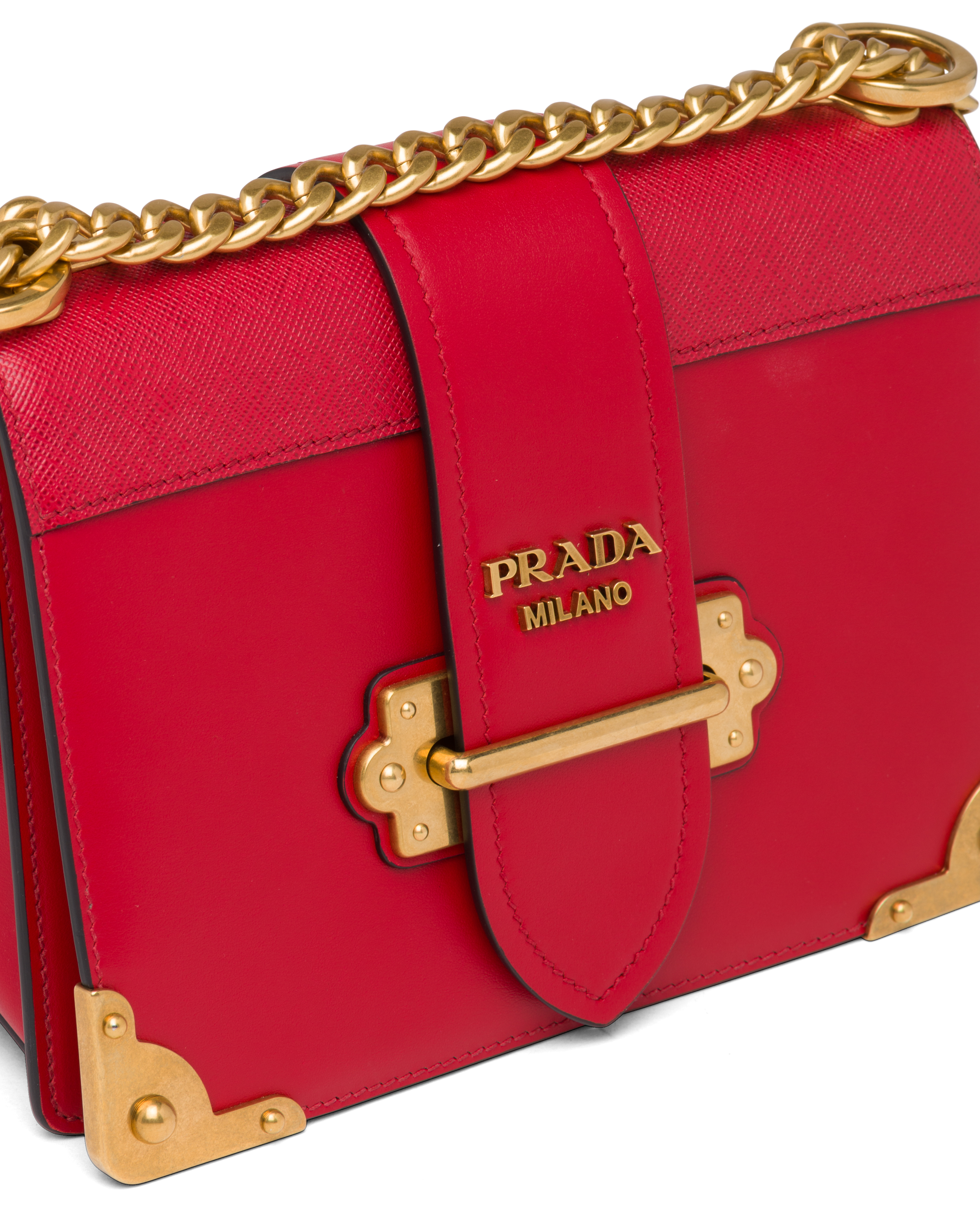 red leather prada handbag